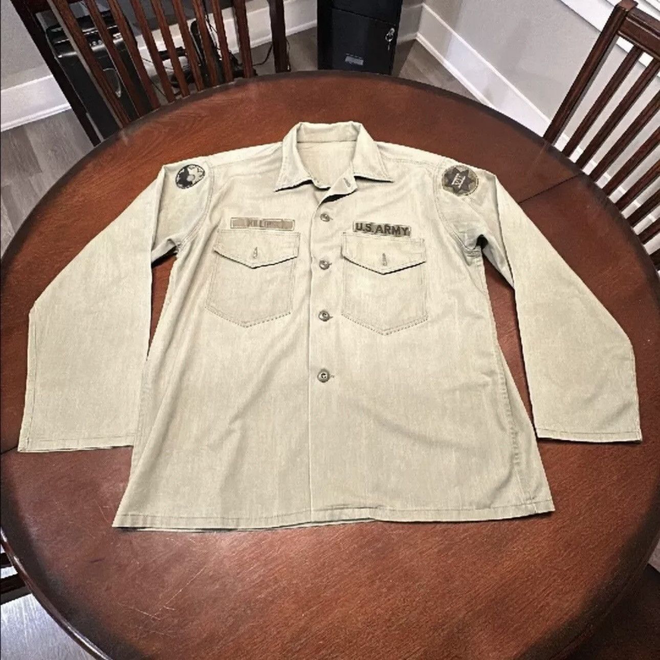 Vintage Vintage 60s 70s Army Military Uniform Shirt Pockets Vietnam Size US XL / EU 56 / 4 - 1 Thumbnail