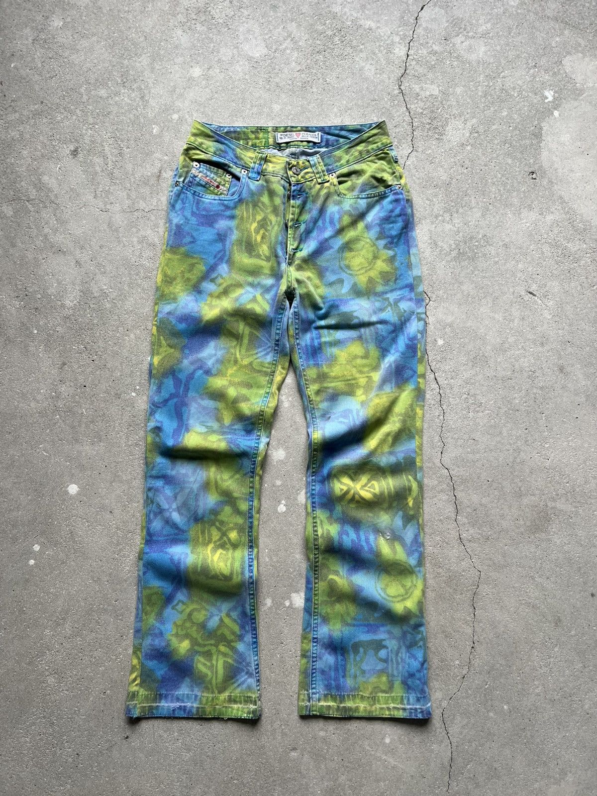 Diesel × Hysteric Glamour × Le Grande Bleu (L.G.B.) Crazy Y2K Opium Diesel IfSixWasNine style LGB Size 29" - 8 Thumbnail