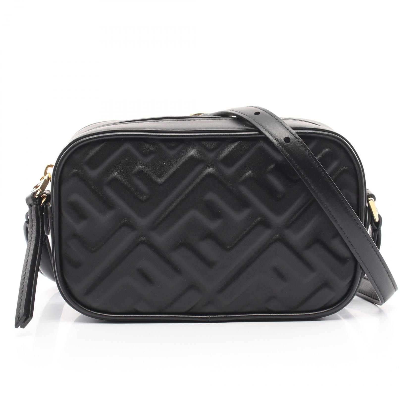 Fendi Fendi Camera Mini Ff Logo Leather Shoulder Bag Leather Shoulder Bag 8Bs077 in Black, Women's