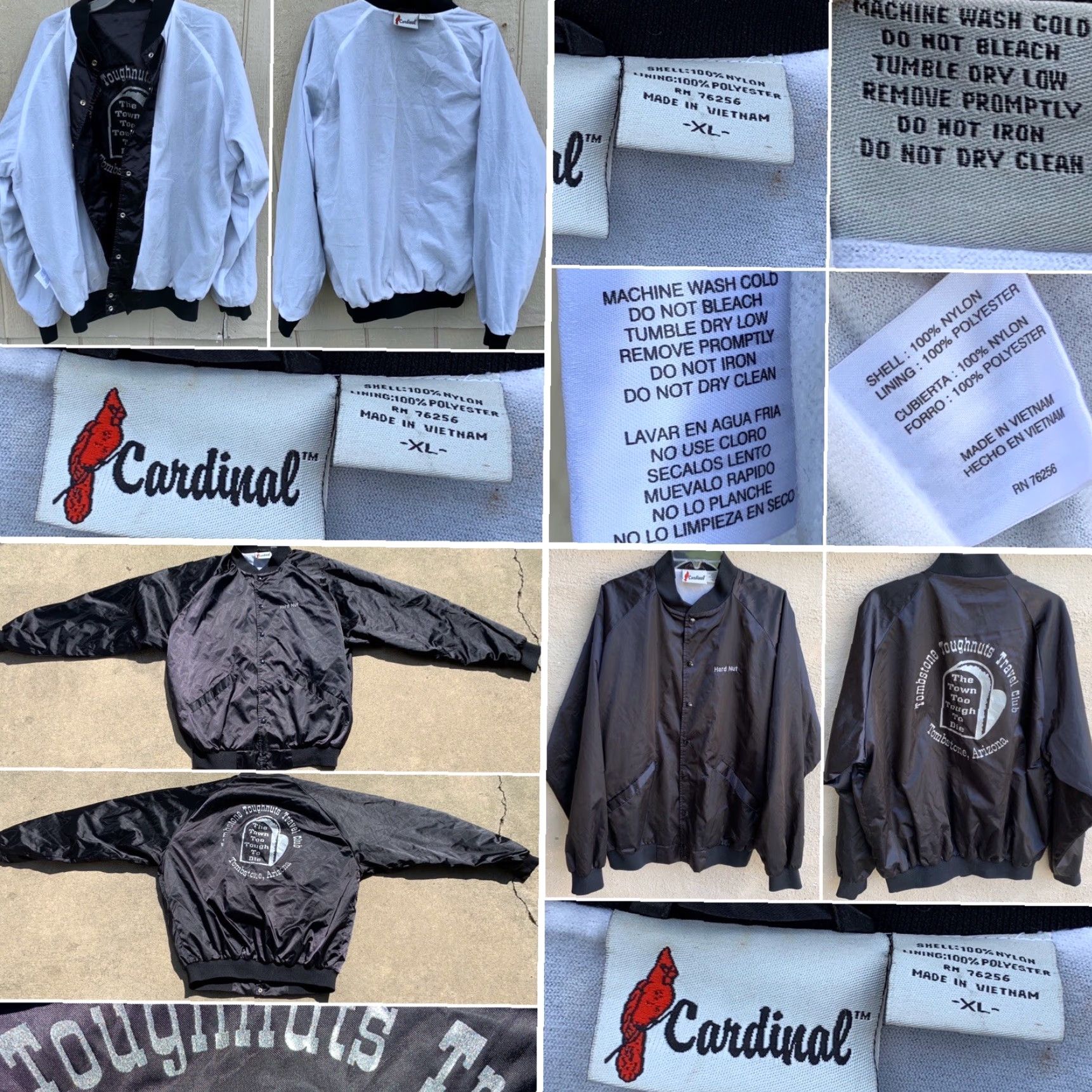 Vintage VINTAGE Tombstone Toughnuts Travel Club Tombstone Arizona Satin Jacket Bomber Hard Nut XL Black Cardinal Satin Jacket Sportswear/Beach 1990s Mens io? Size US XL / EU 56 / 4 - 7 Thumbnail