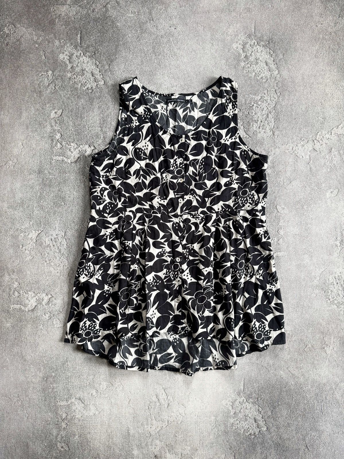 Gudrun Sjoden Gudrun Sjoden Button Up Tunic Flower Print Sleeveless Dress Size L / US 10 / IT 46 - 1 Thumbnail