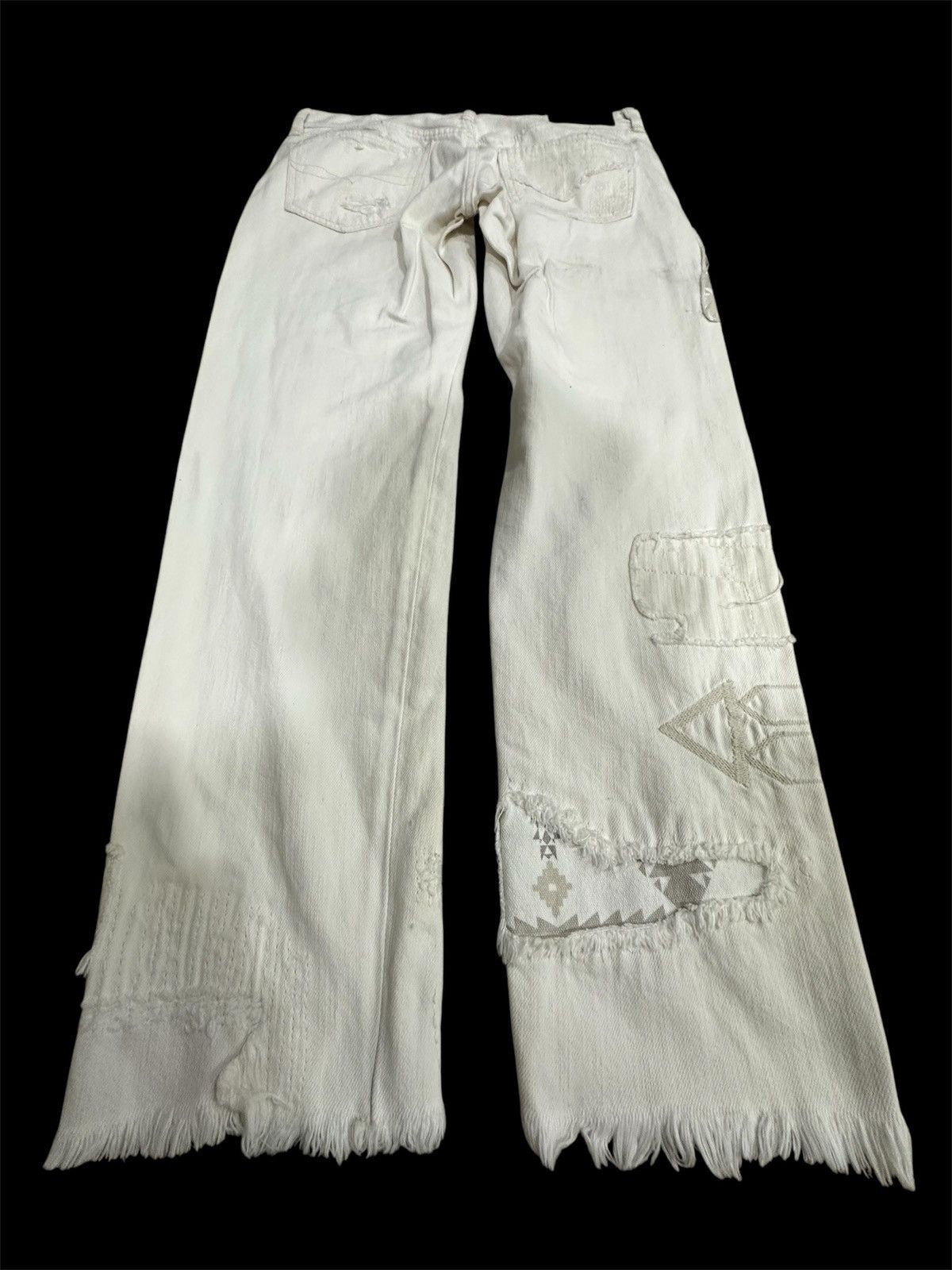 Polo Ralph Lauren × RRL Ralph Lauren Polo RL Distressed Patchwork Jeans For Her Size 30" / US 8 / IT 44 - 14 Thumbnail