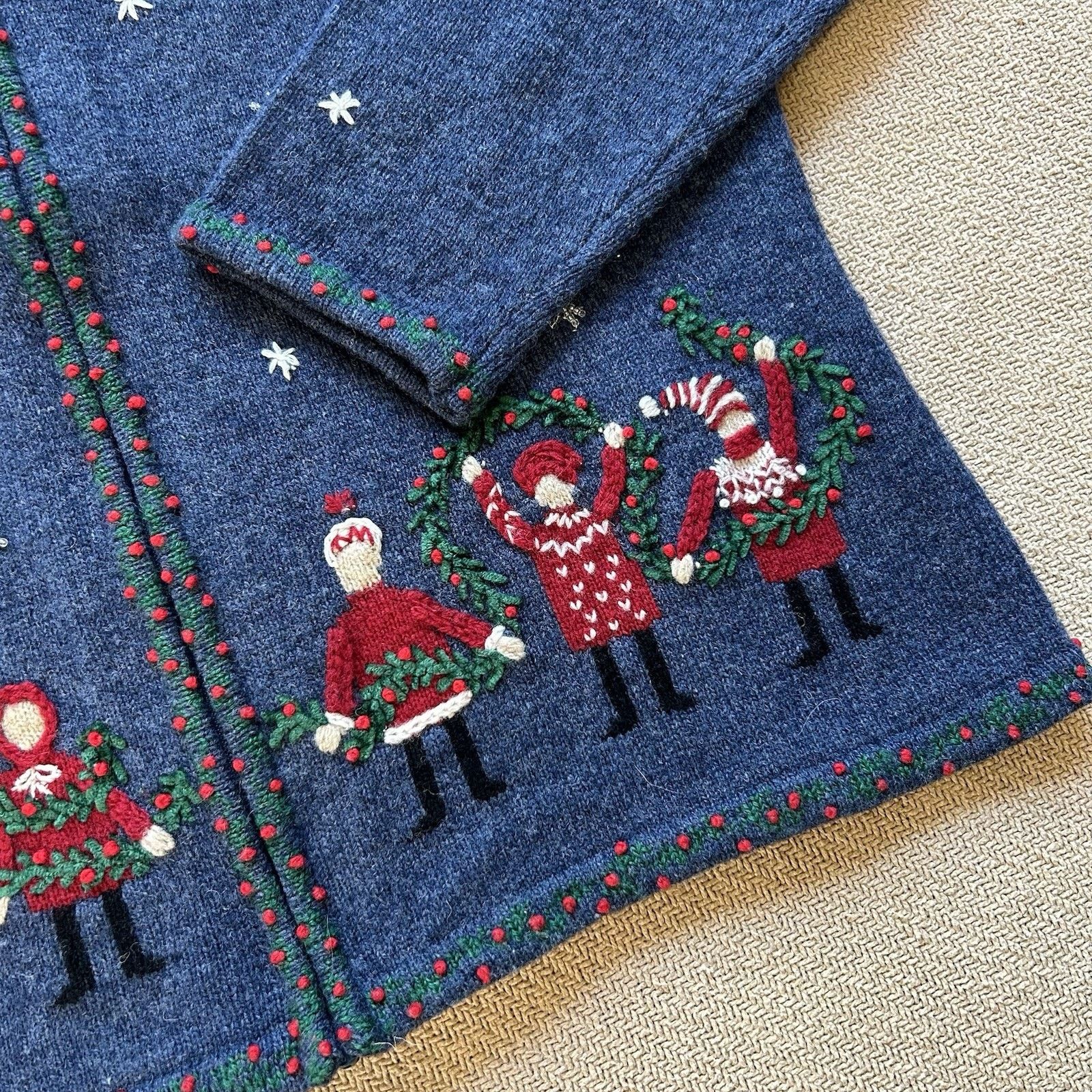 Talbots × Vintage Petites Lambs Wool Knit Full Zip Festive Christmas Sweater S Size S / US 4 / IT 40 - 4 Thumbnail