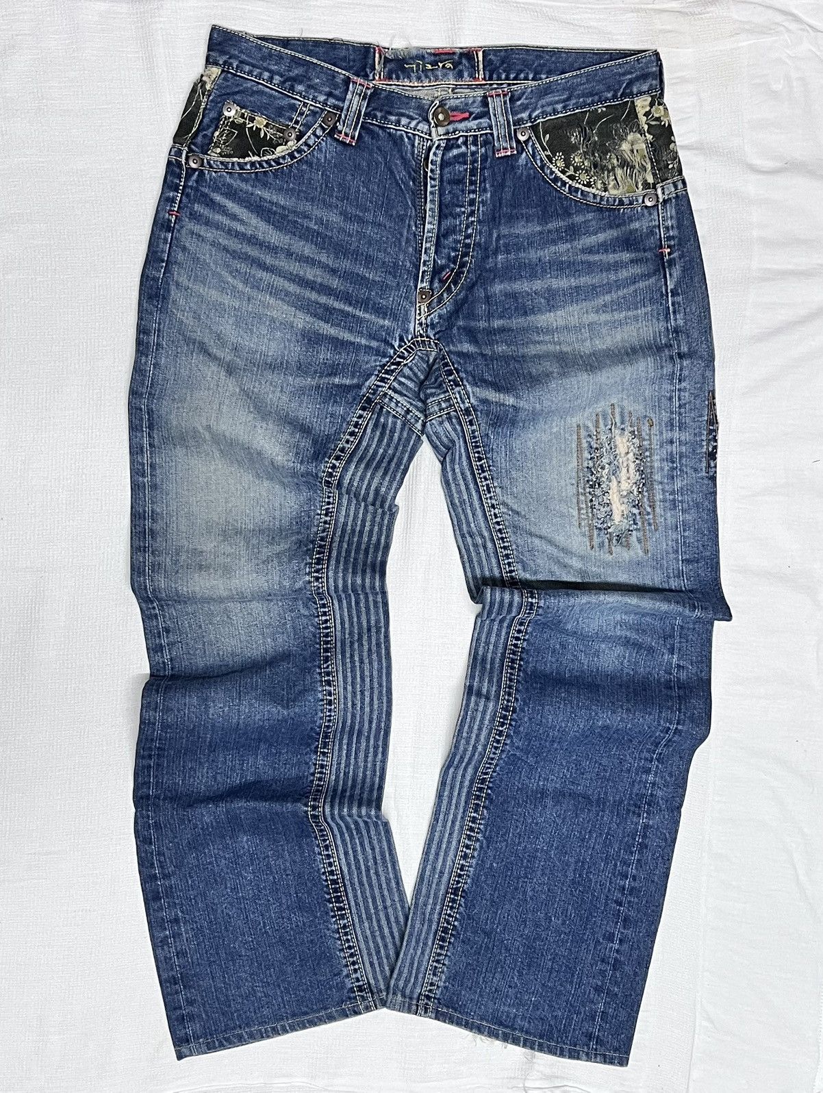 Mizra Jeans Kyoto 🔥Hot Drops🔥Mizra Kyoto Sashiko Distress Jeans Size US 32 / EU 48 - 1 Thumbnail