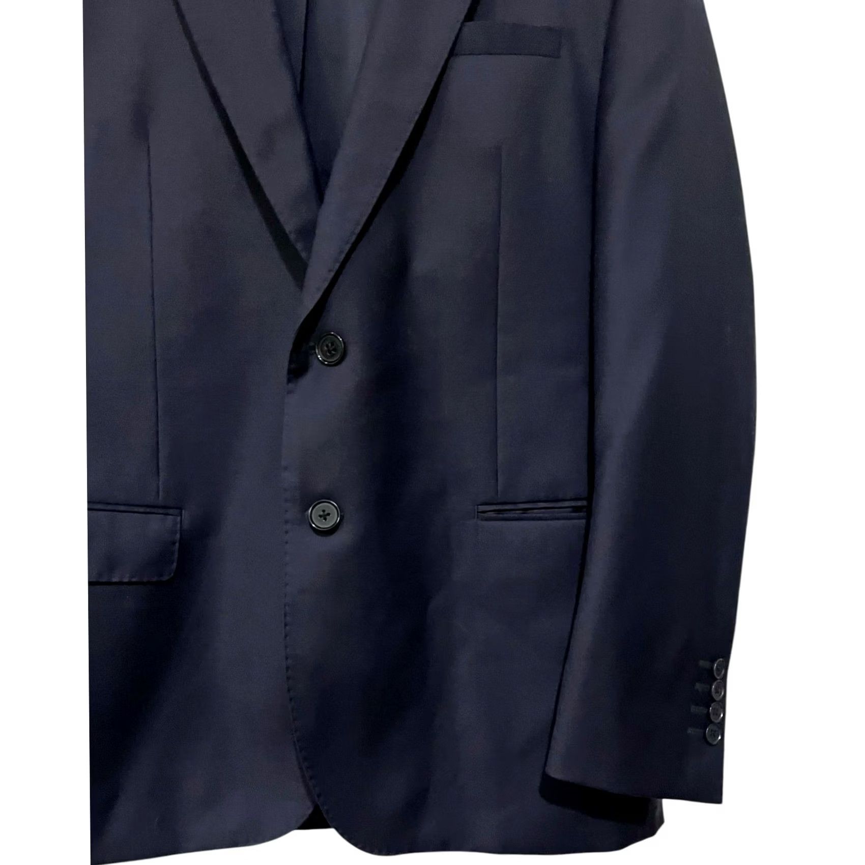 Vintage Sinio 42R Navy Blue Wool 2-Button Men Blazer Jacket Coat - Solid, Business, Party/Cocktail, Regular Size 42 Mens Blazer Size 42R - 3 Thumbnail