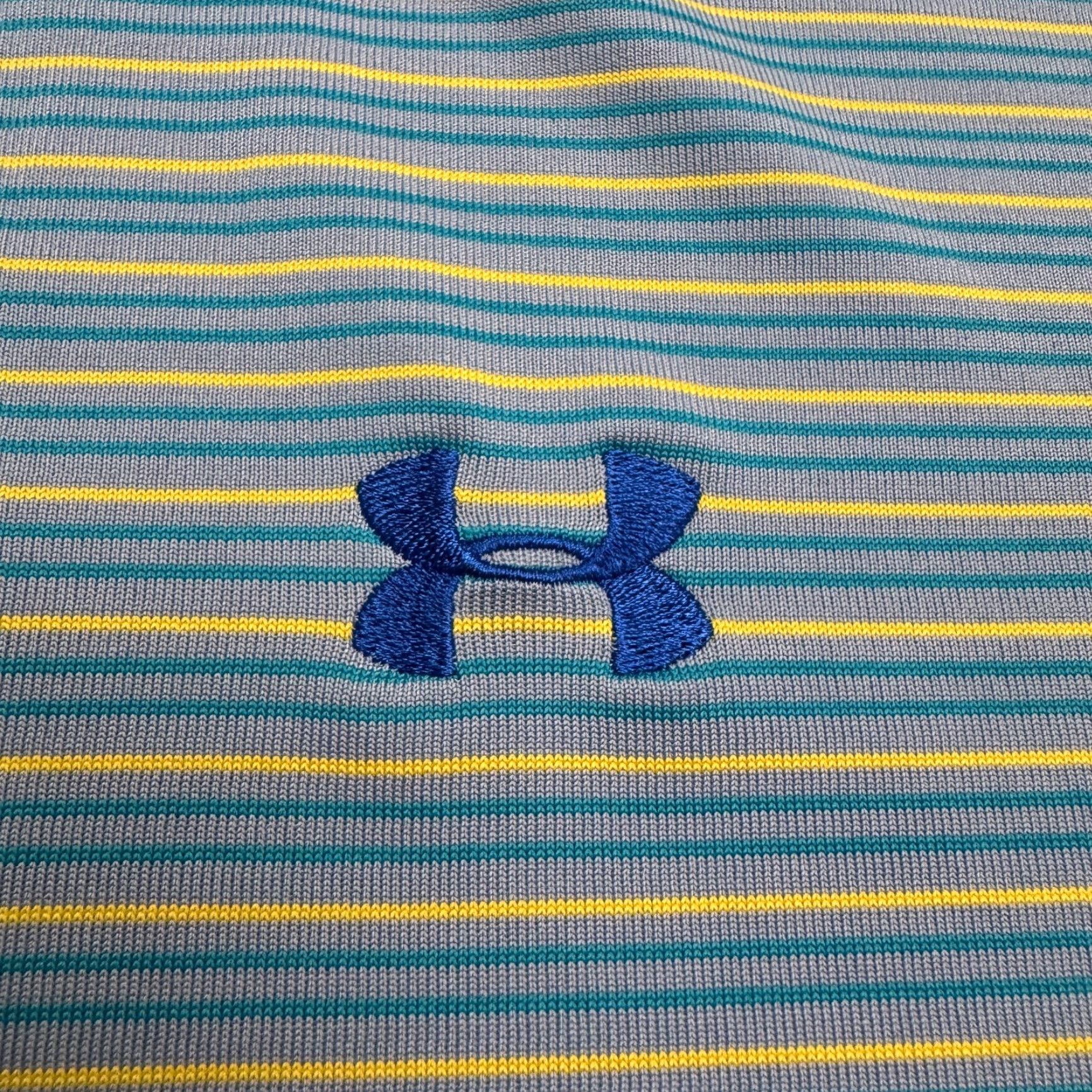 Under Armour Under Armour HeatGear Polo Shirt Mens L Blue Striped Golf Shirt Size US L / EU 52-54 / 3 - 5 Thumbnail
