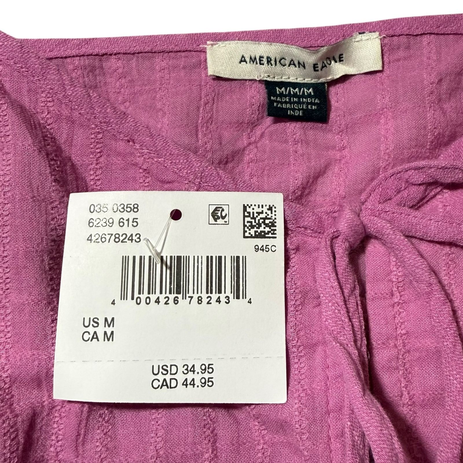 American Eagle Outfitters NEW American Eagle Crop Top Tie Front Camisole Pink Medium Size M / US 6-8 / IT 42-44 - 5 Thumbnail