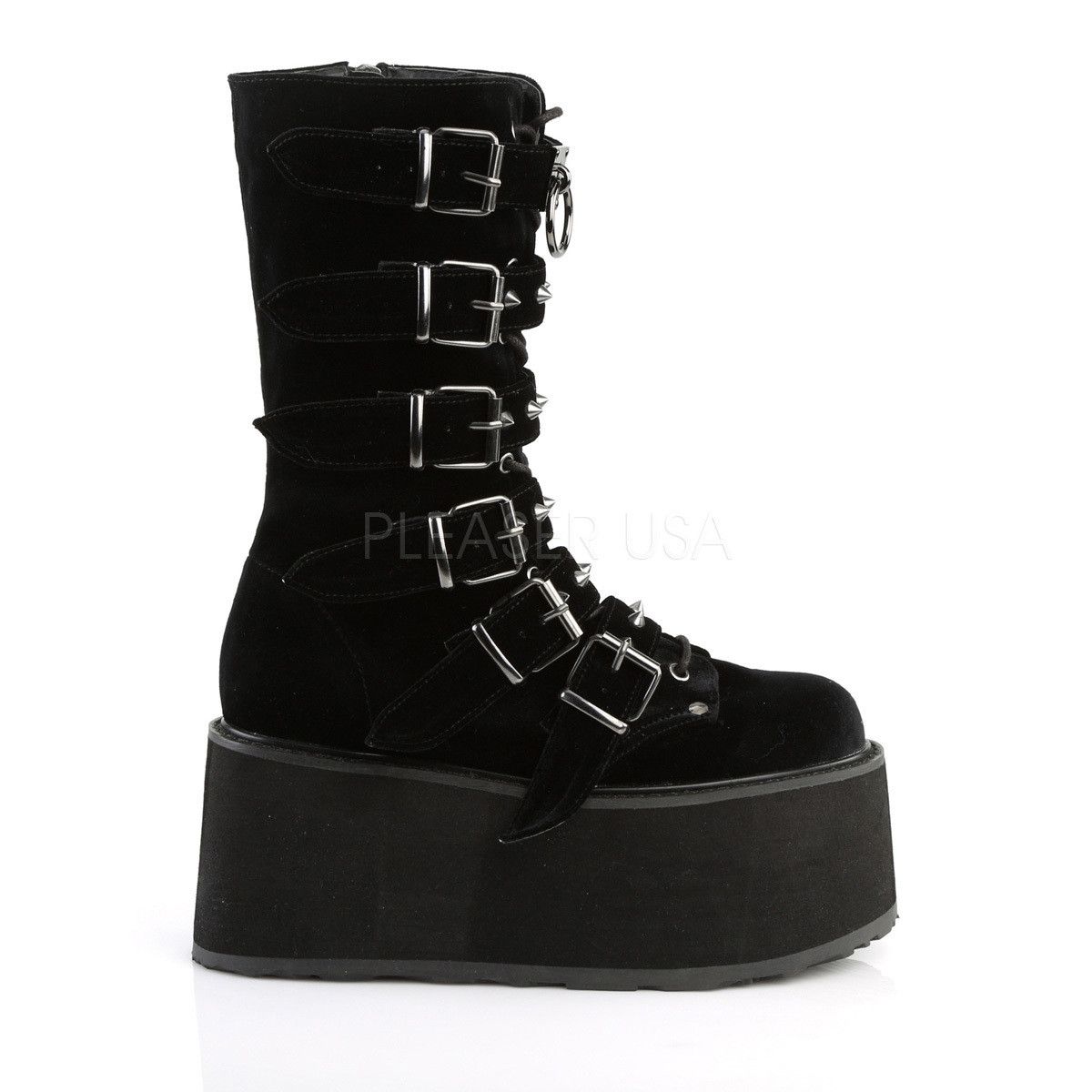 Demonia Cult DEMONIA Damned 225 Goth Punk Rock 3.5" Platform Calf Boots B Size US 10 / IT 40 - 9 Thumbnail