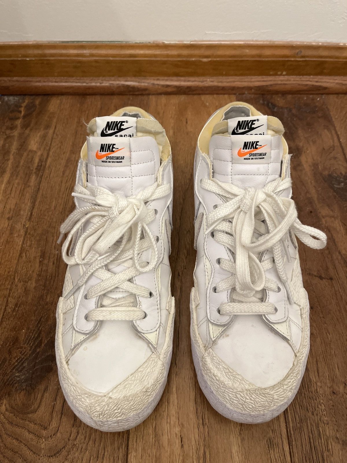 Nike × Sacai Nike x Sacai Blazer Low White Patent Leather Size US 10 / EU 43 - 3 Thumbnail