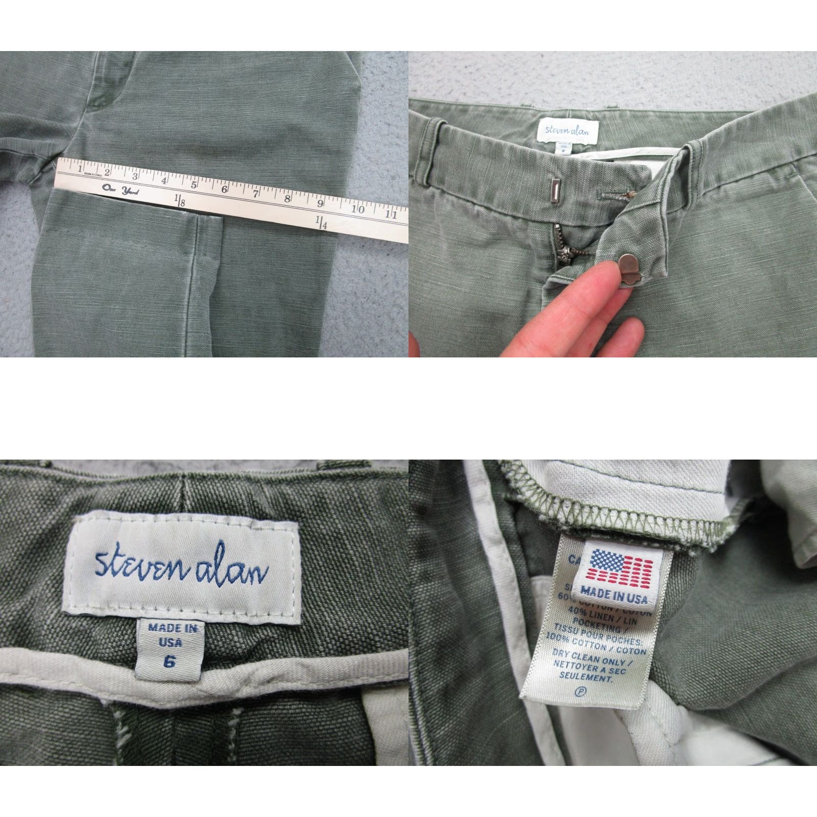 Steven Alan Steven Alan Pants Womens 6 Green Linen Canvas Military Army Grunge Gorpcore Boho Size 28" / US 6 / IT 42 - 8 Thumbnail