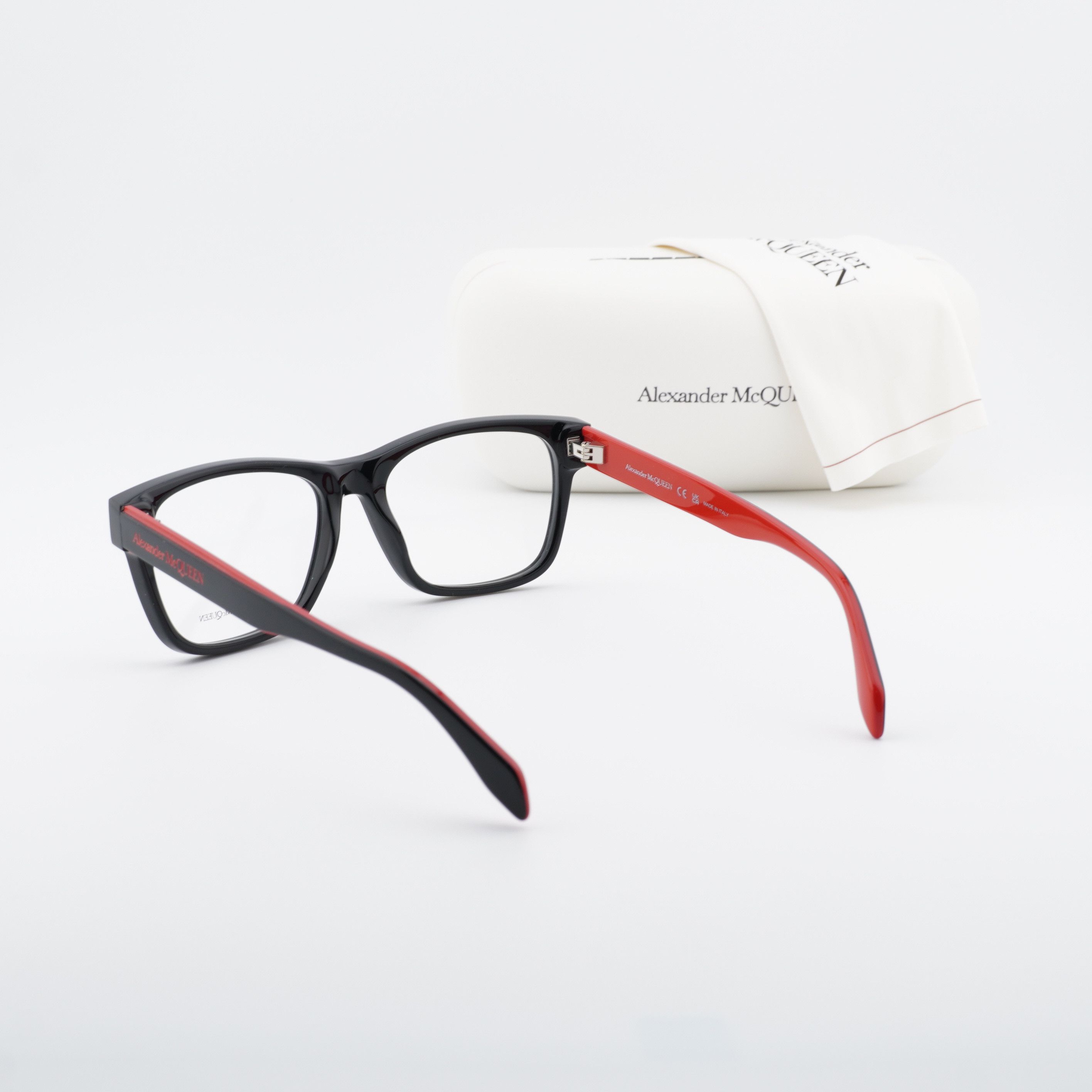 Alexander McQueen Alexander McQueen AM0307O 006 Eyeglasses Black/Red 55mm Size ONE SIZE - 11 Thumbnail