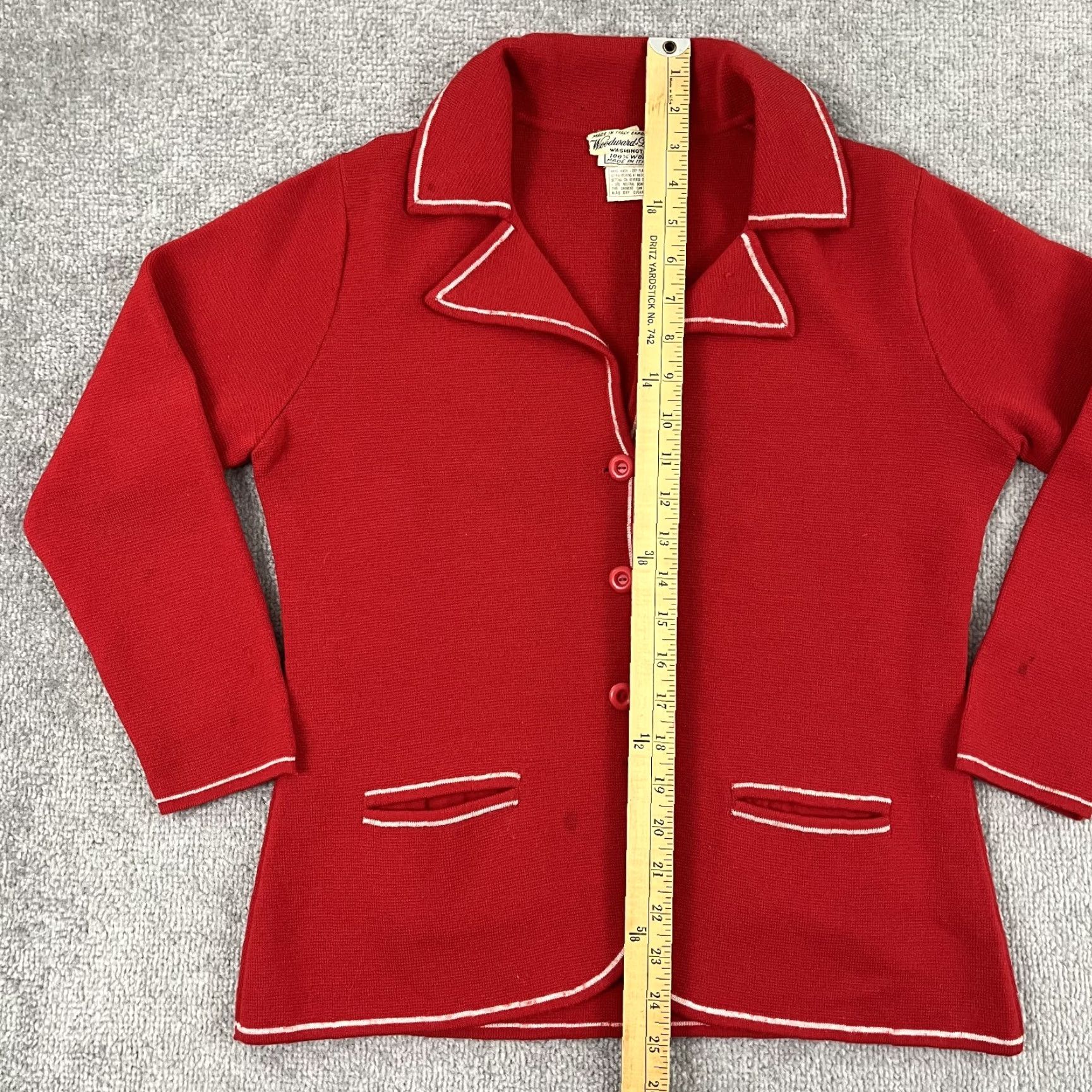 Vintage VINTAGE Woodward & Lothrop Sweater Womens M Red Wool Notched Grandpa Italy 80s Size M / US 6-8 / IT 42-44 - 3 Thumbnail