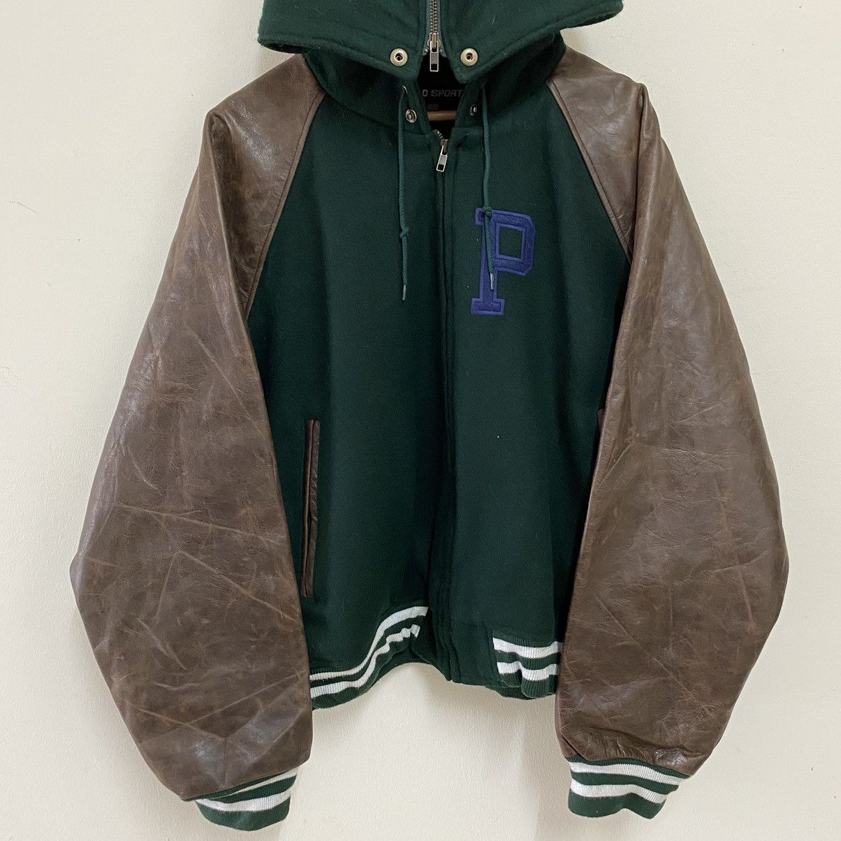Polo Ralph Lauren VTG 90’s Polo Sport Hybrid Leather Patina Sleeve Jacket Size US L / EU 52-54 / 3 - 6 Thumbnail