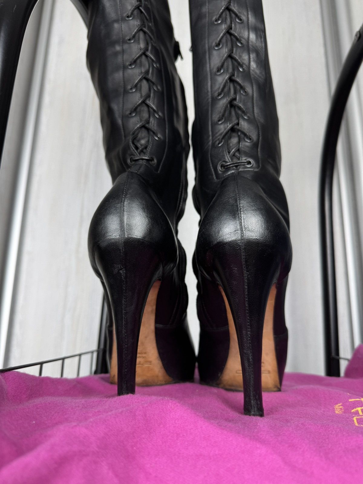 Etro ETRO black soft leather knee length heel boots Size US 9.5 / IT 39.5 - 15 Thumbnail