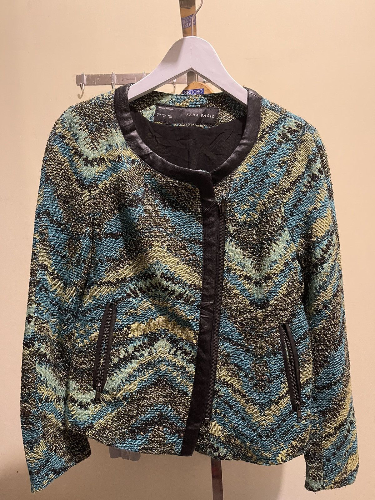 Vintage × Zara Zara Basic Women’s Blazer, Ethnic Green pattern Size M / US 6-8 / IT 42-44 - 1 Thumbnail