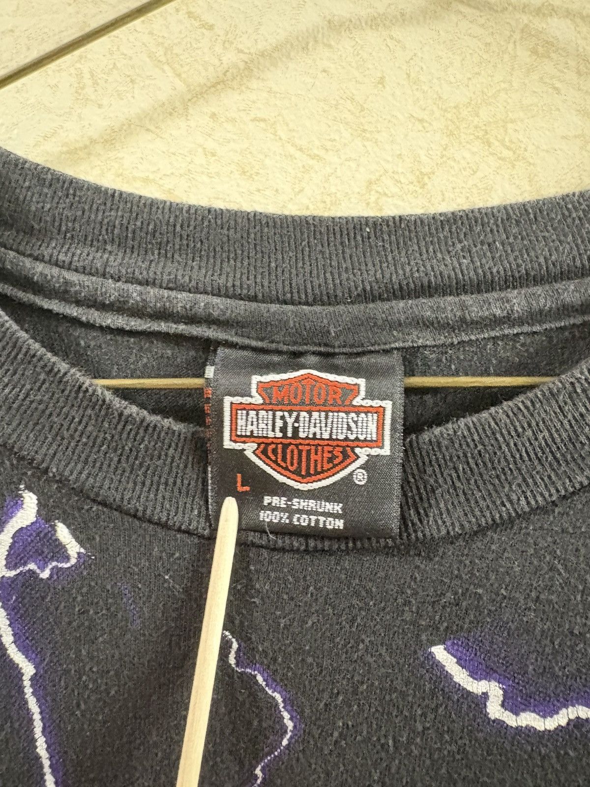 Harley Davidson Vintage 90s Harley Davidson Purple Lightning AOP Tee Size US L / EU 52-54 / 3 - 3 Thumbnail