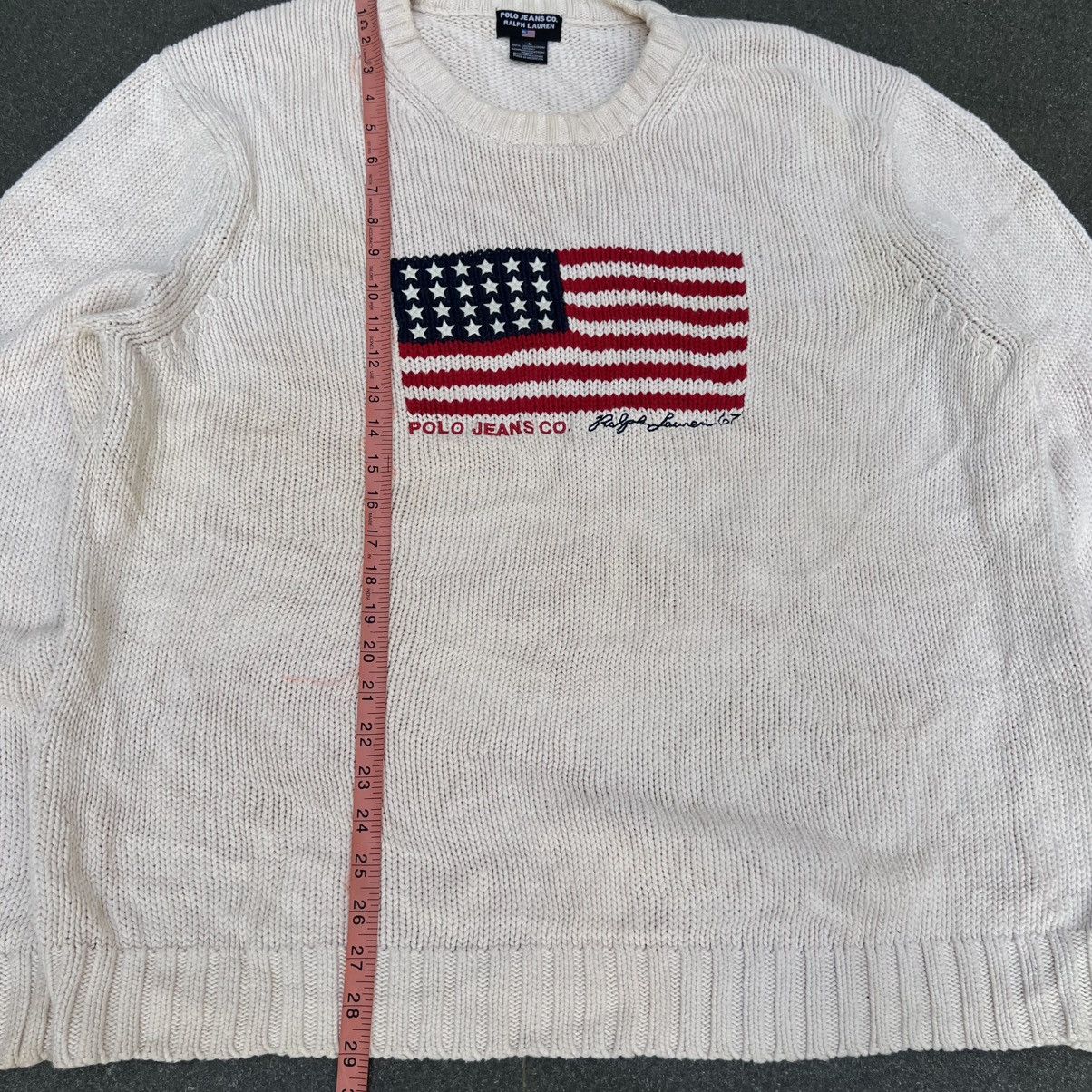 Designer × Polo Ralph Lauren × Vintage Vintage Polo American Flag Knit Sweater Size US L / EU 52-54 / 3 - 7 Thumbnail
