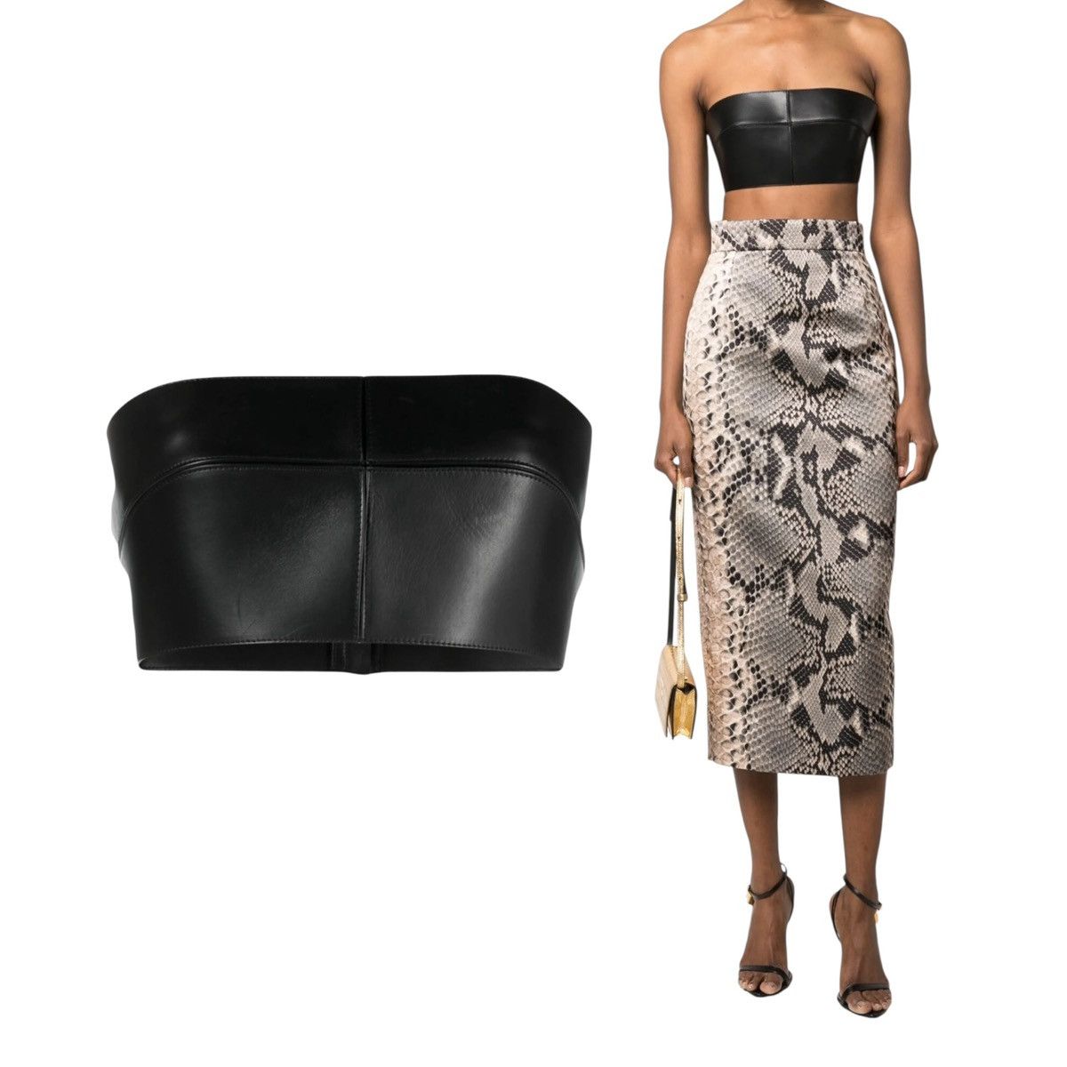 Roberto Cavalli Strapless leather bandeau top Size M / US 6-8 / IT 42-44 - 1 Thumbnail