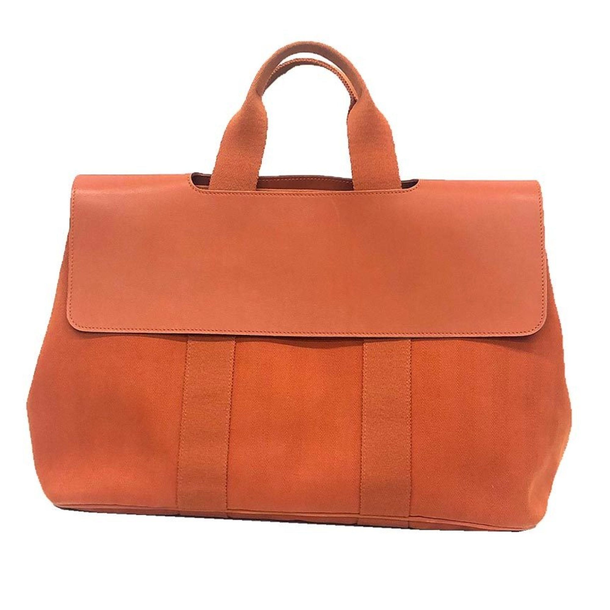 Hermes HERMES Valparaiso MM Handbag/Tote Bag in Orange Toile Chevron/Leather Size ONE SIZE - 1 Thumbnail