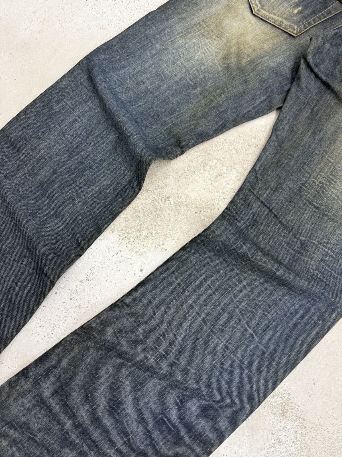 If Six Was Nine Ikka Japan Tribal Embroidered Muddy Wash Flared Denim Jeans Size US 29 - 13 Thumbnail