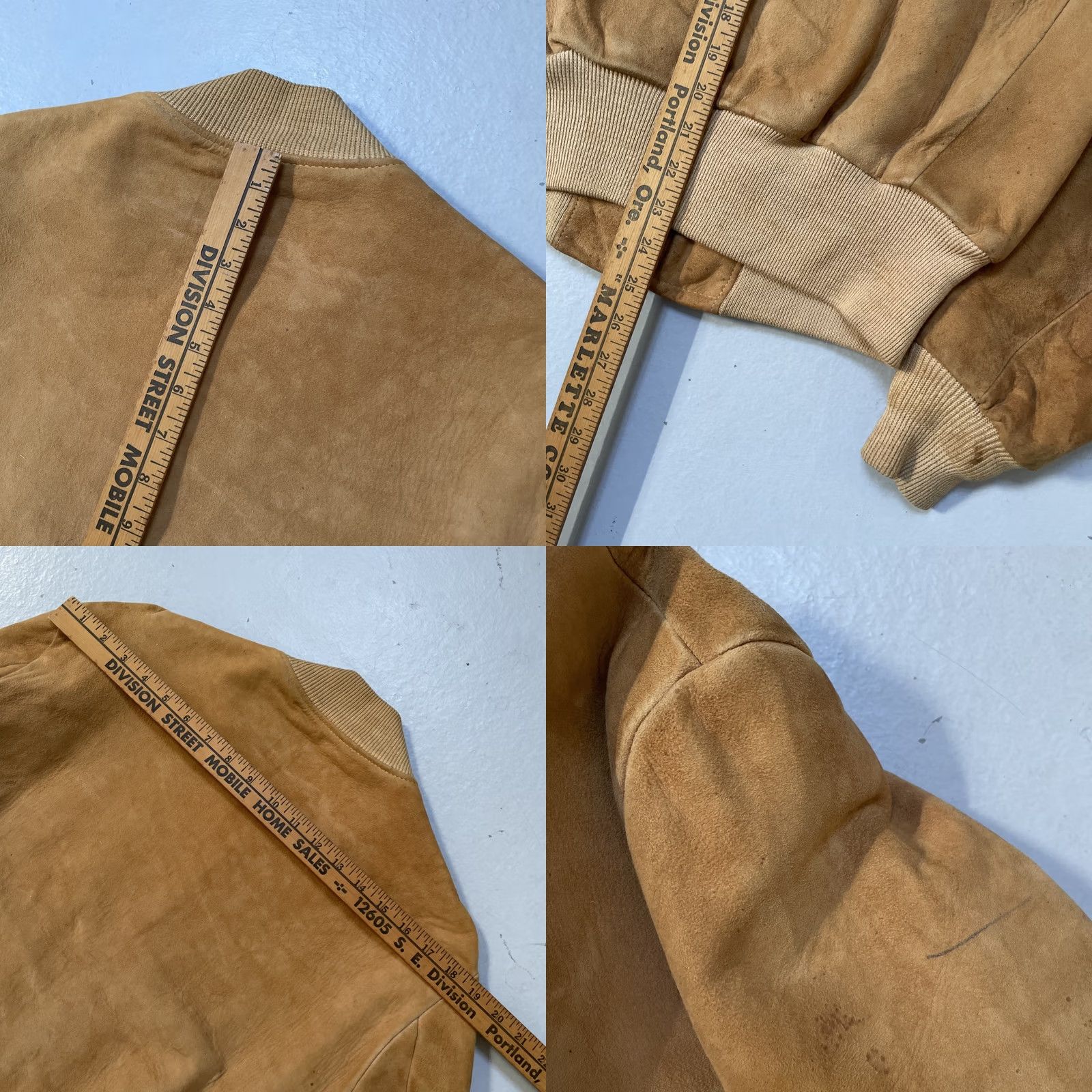 Vintage VINTAGE Brent Suede Leather Distressed Bomber Jacket 40 Brown Leather Zip 1960s Military Biker 60s Unisex Adults Mens Womens Size US XXS / EU 40 - 8 Thumbnail