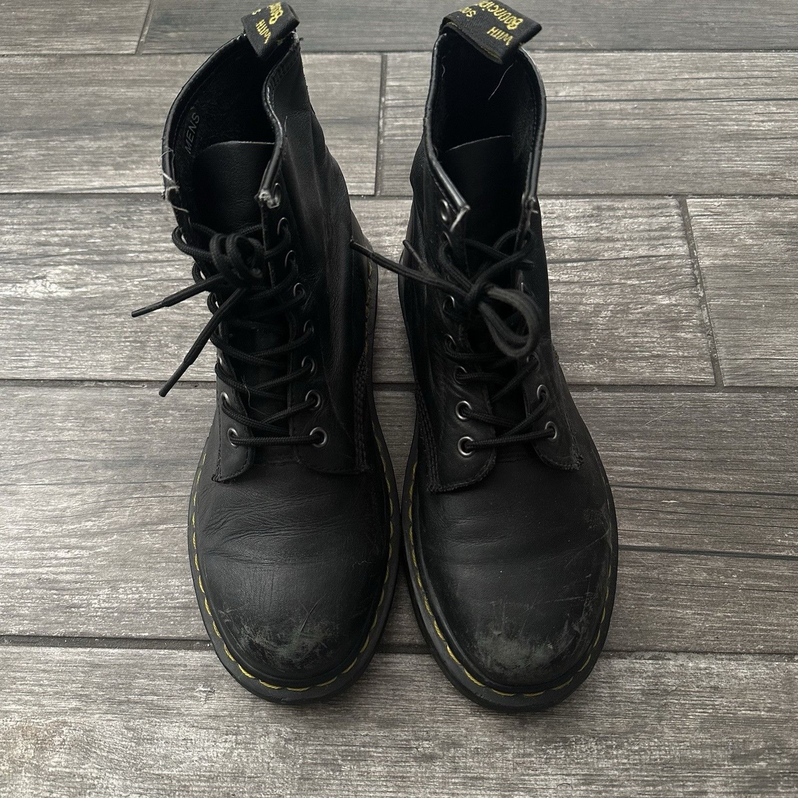 Dr. Martens VTG DR MARTENS ORIGINAL BOOTS BLACK LEATHER DISTRESSED FITS Size US 8 / EU 41 - 2 Thumbnail