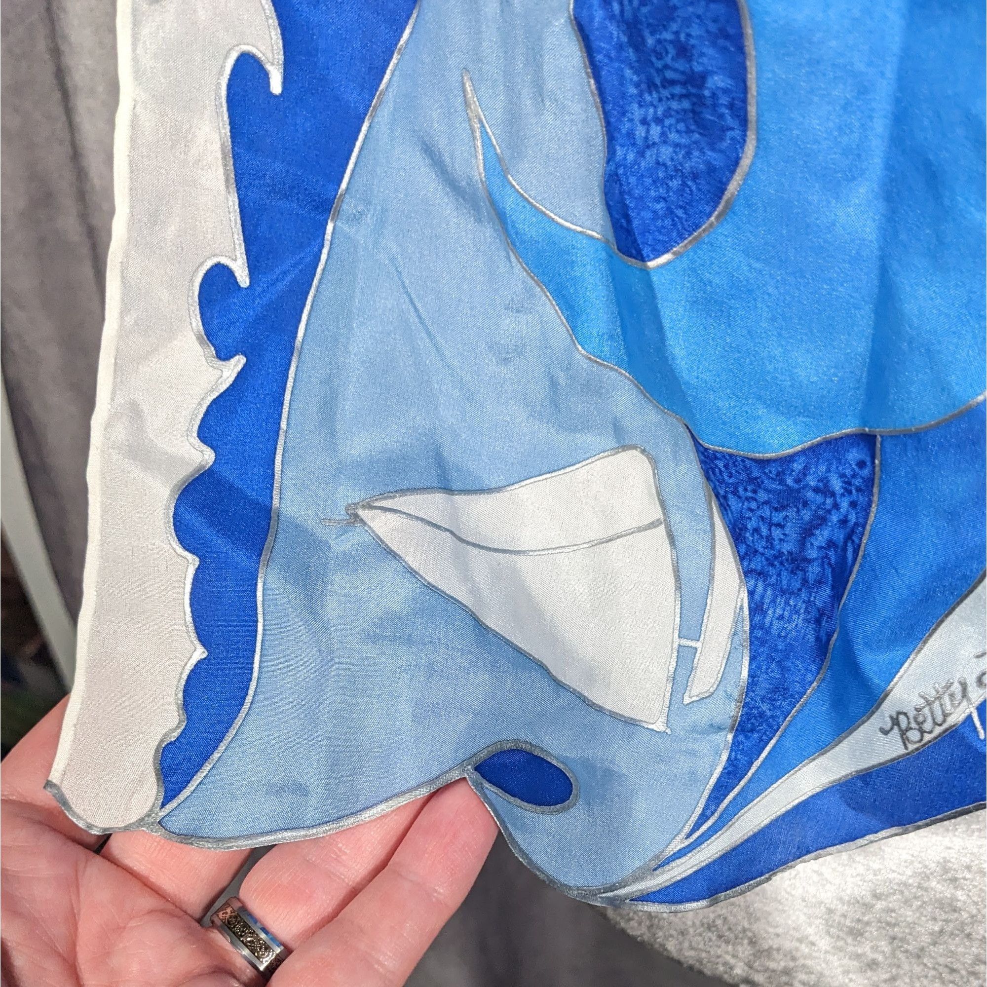 Other Vintage Hand Painted Betty Lanthrope Nautical Scarf Size ONE SIZE - 10 Thumbnail