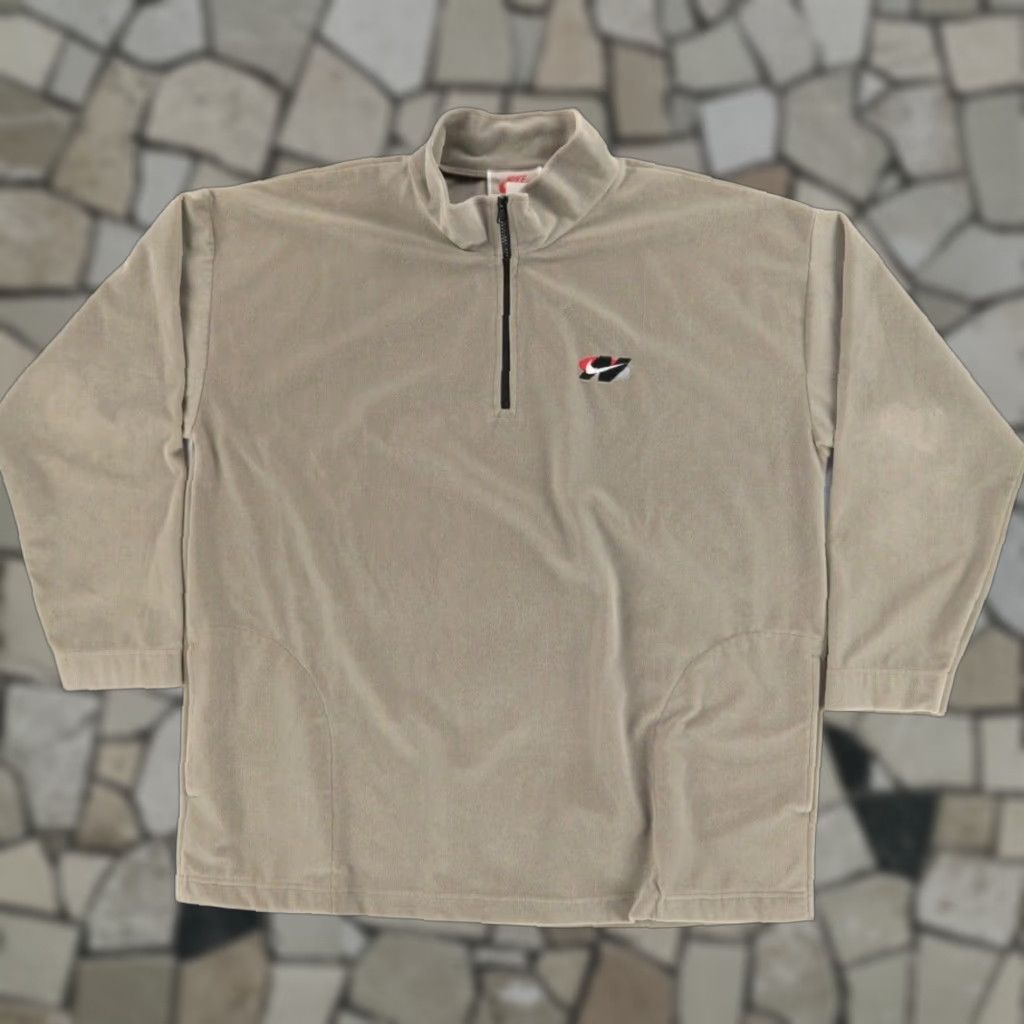 Nike VTG Nike 1/4 Zip Velvet Pullover Sweatshirt Stone Men's 2XL Shirt Size US XXL / EU 58 / 5 - 1 Thumbnail