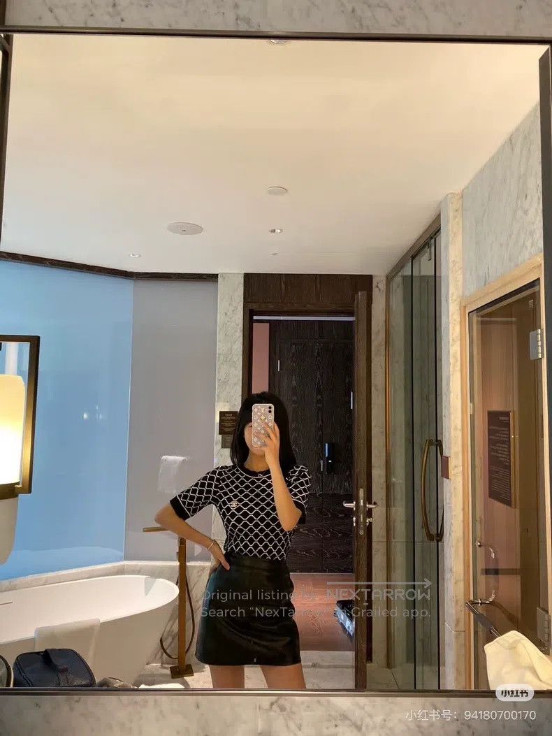 Chanel Chanel Black and white diamond plaid knitted short sleeves Size XXS / US 00 / IT 34 - 9 Thumbnail