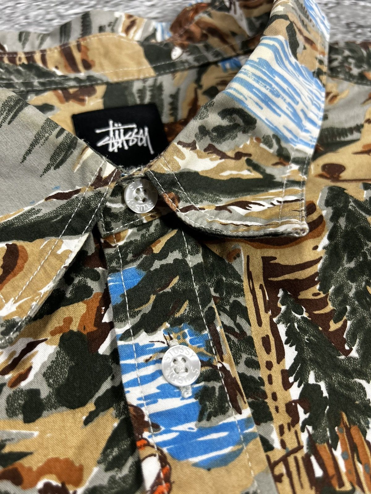Stussy Stussy shirt landscape print button up canoe outdoor vintage Size US XL / EU 56 / 4 - 4 Thumbnail