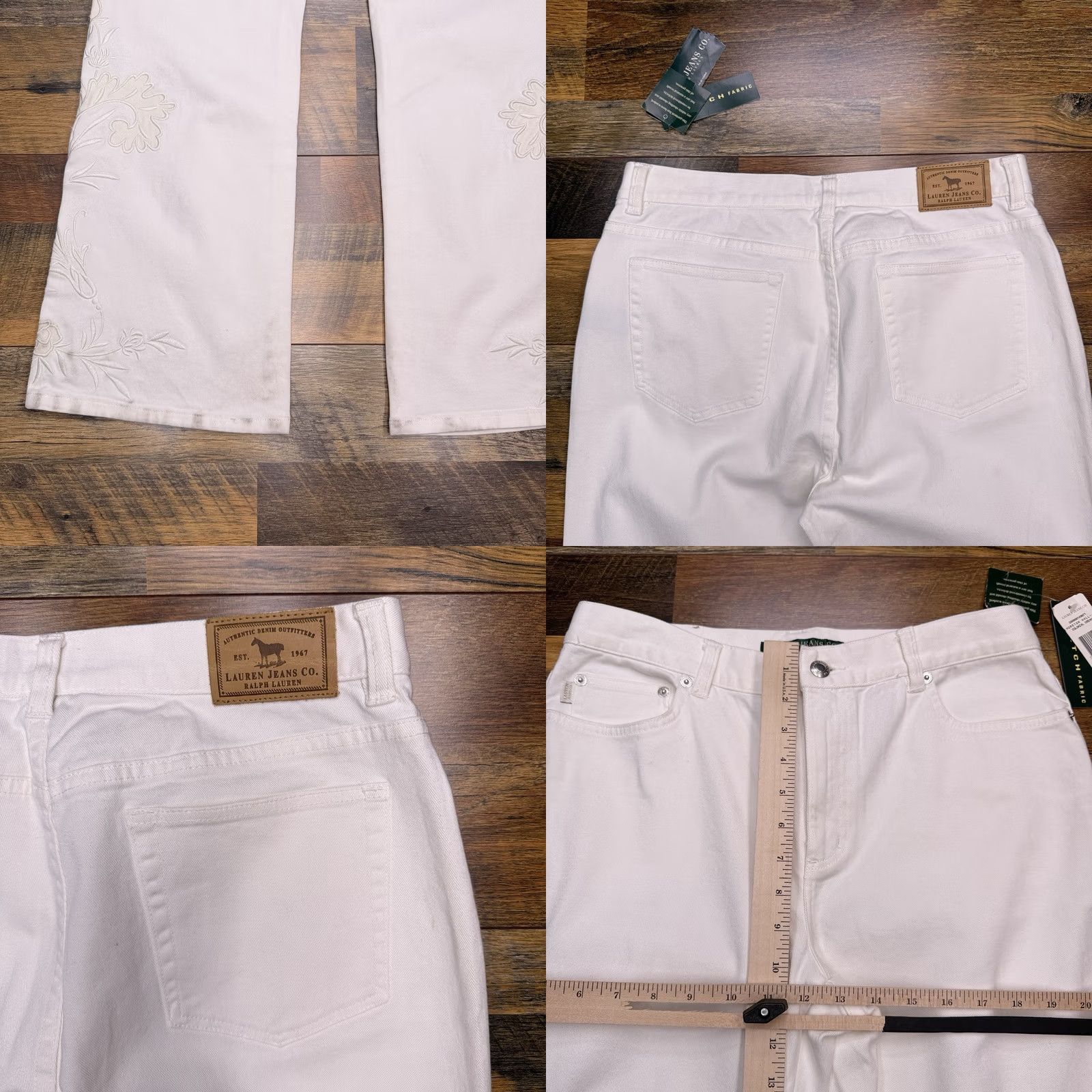 Ralph Lauren Lauren Ralph Lauren Jeans Womens 10 White Floral High Rise Stretch Denim 5-Pocket Regular Bootcut NWT Womens Jeans Size 32" / US 10 / IT 46 - 8 Thumbnail