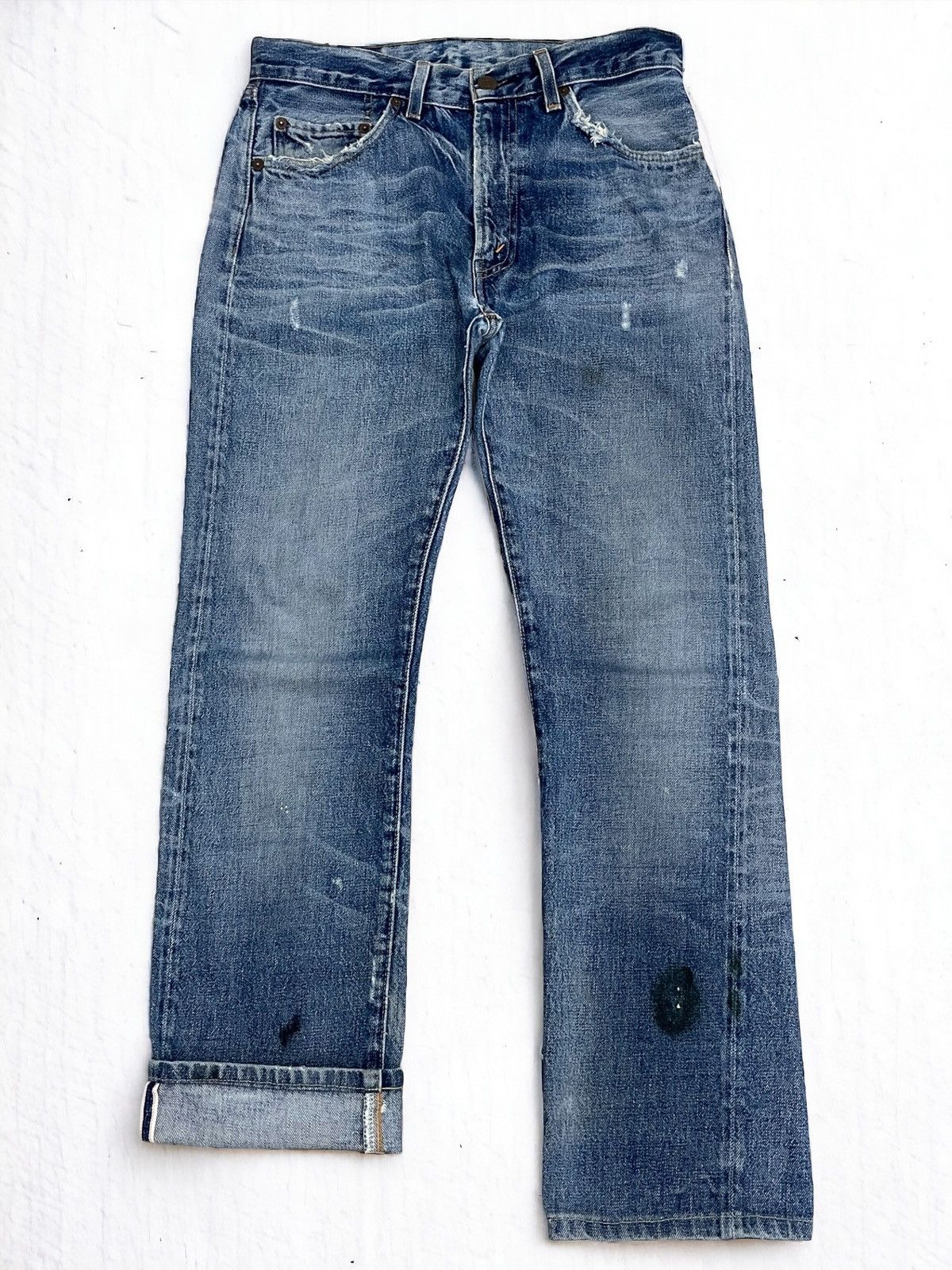 Levis 505 Talon Big E Redline Selvedge Repro Distressed