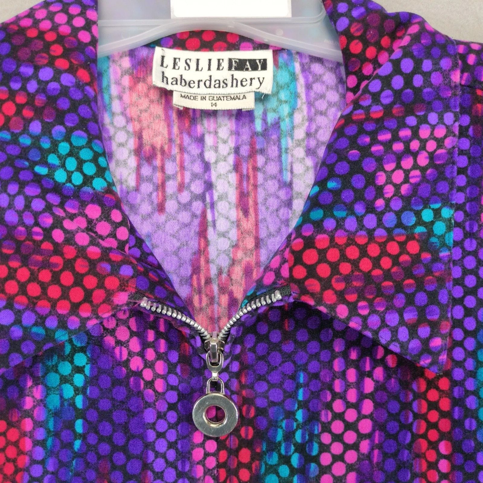 Vintage Leslie Fay Haberdashery Multi Dots Full-Zip 90s Jacket Sz 14 Size XL / US 12-14 / IT 48-50 - 4 Thumbnail