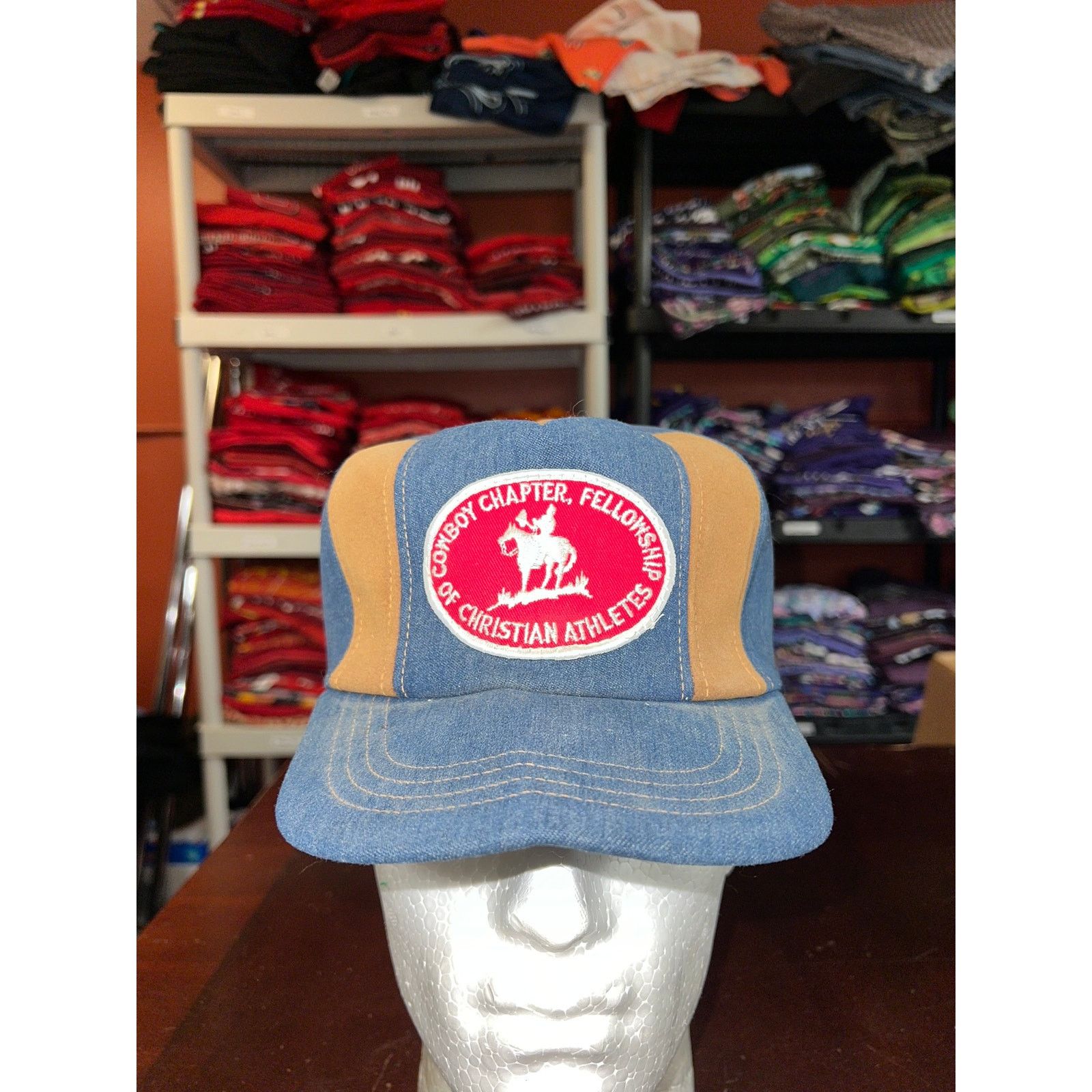 Vintage Vintage Denim Jesus Hat Cowboy Charter Fellowship VTG 80s OS Size ONE SIZE - 1 Thumbnail