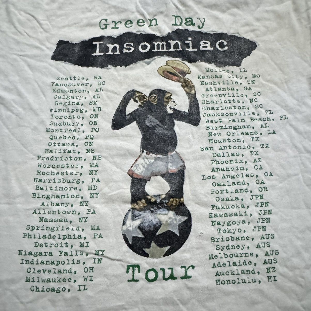 Band Tees × Vintage Vintage 1995 Green Day Insomniac Tour Size US M / EU 48-50 / 2 - 4 Thumbnail