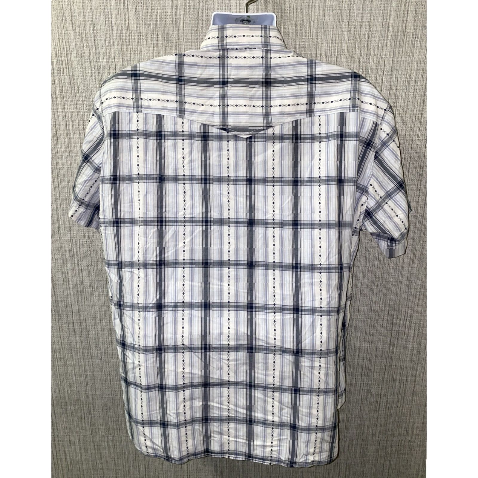 Lucky Brand Lucky Brand Sportswear Shirt XL Blue/Gray Plaid Snap Button Short Sleeve Men Regular Button-Up Size US XL / EU 56 / 4 - 5 Thumbnail