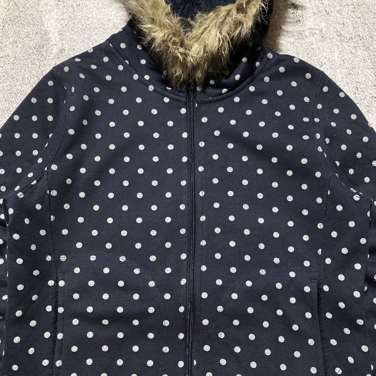 Japanese Brand 2000s GU Polkadot Motif Fur Ziphoodie Navy Lgb Ifsixwasnine Size US M / EU 48-50 / 2 - 5 Thumbnail