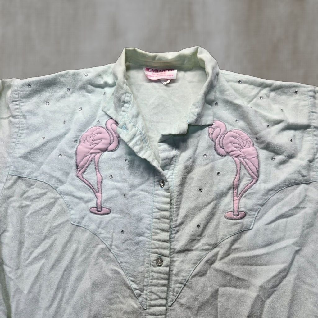 Vintage Bea Harper Shirt Cowboy Button-Up Long Sleeve Women's L Blue Animal Print Casual Shirt Size L / US 10 / IT 46 - 1 Thumbnail