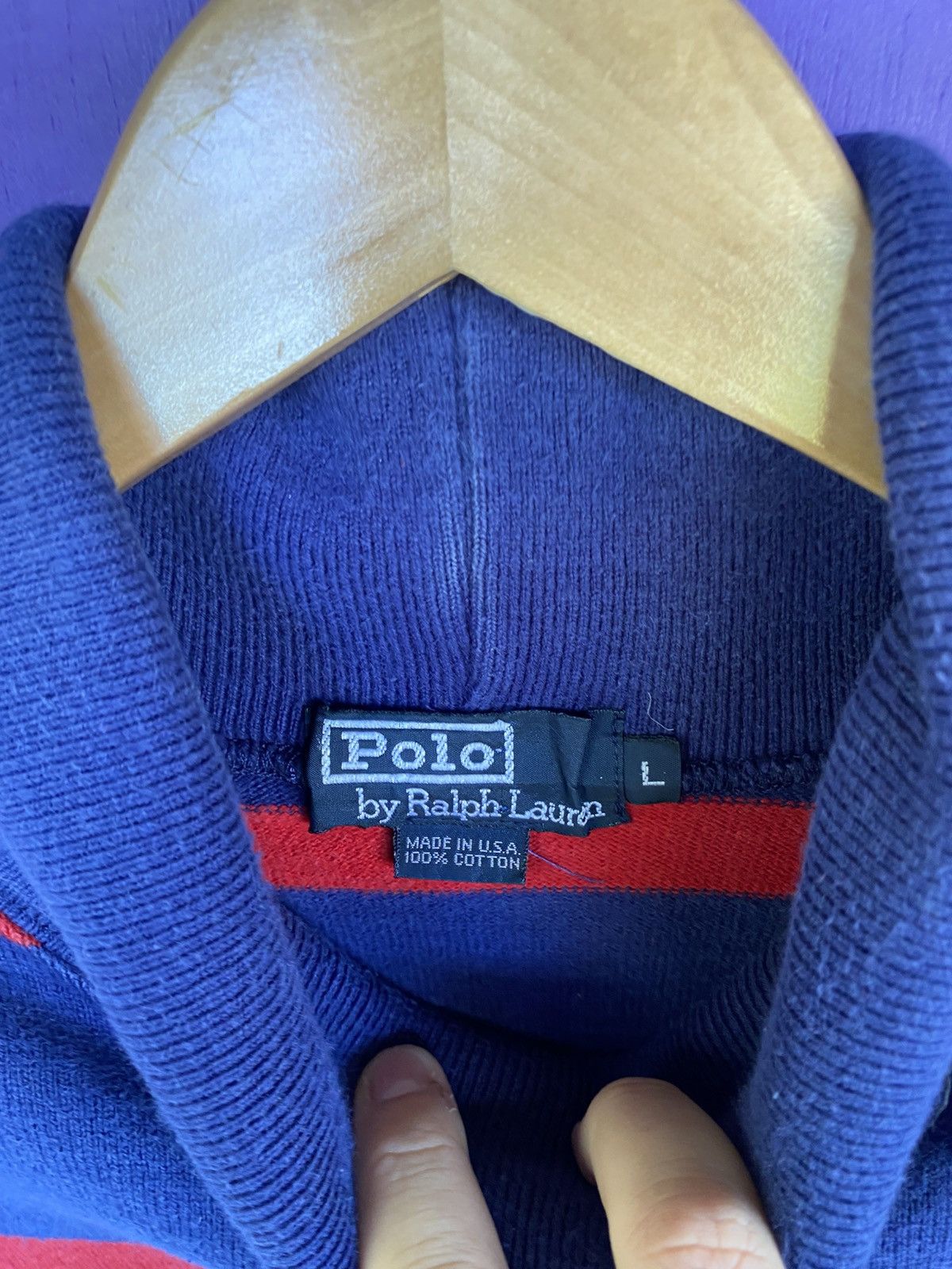 Other Vintage 90s Polo ralph lauren striped turtleneck Size US L / EU 52-54 / 3 - 4 Thumbnail