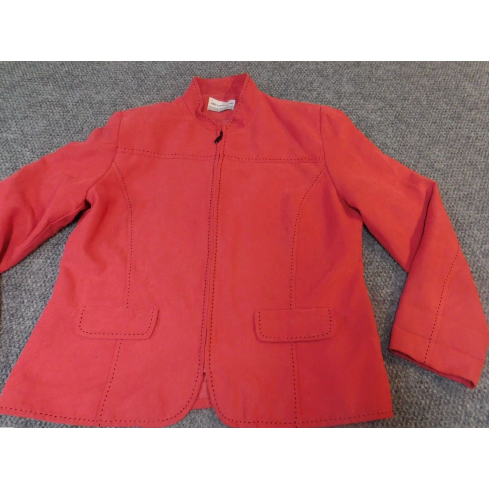 Vintage Alfred Dunner Jacket 14P Pink Full Zip Womens Petite Casual Knit Embroidered Solid Mid-Length Long Sleeve Regular Jacket Size XL / US 12-14 / IT 48-50 - 3 Thumbnail