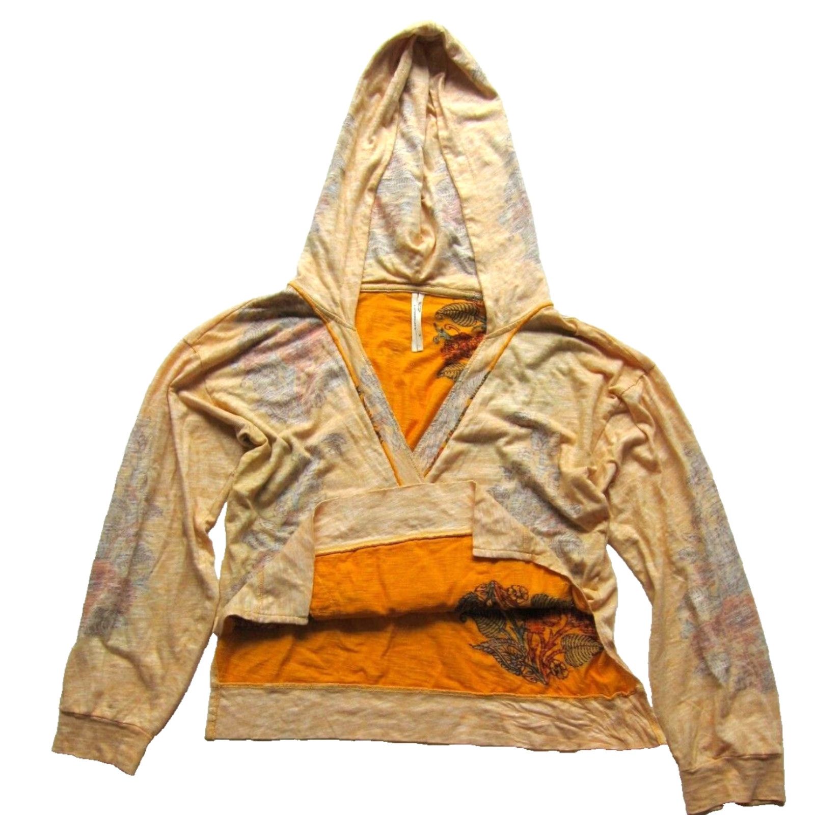 Anthropologie Anthropologie Hoodie Shirt Womens Small Orange Floral Long Sleeve Jersey Cotton Sweatshirt Size S / US 4 / IT 40 - 5 Thumbnail