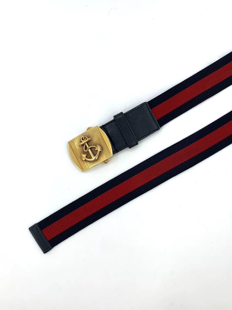 Gucci Gucci Gold anchor canvas leather belt 2502-Nextarrow Size ONE SIZE - 4 Thumbnail