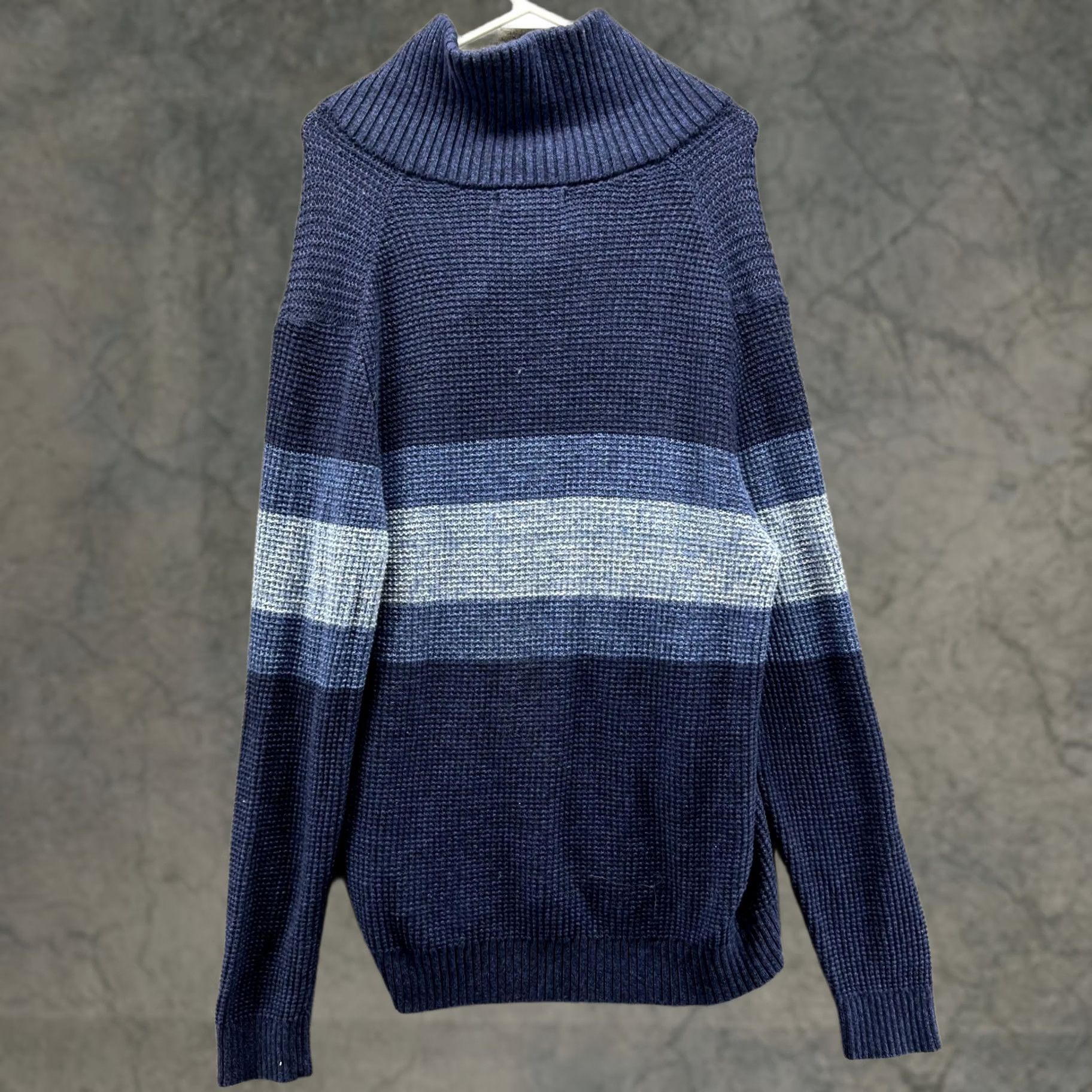 Banana Republic VINTAGE Banana Republic Sweater Women's Large Blue Pullover Fleece Cotton Cowl Mock Neck Logo Knit Shirt/ Sweater Size L / US 10 / IT 46 - 1 Thumbnail