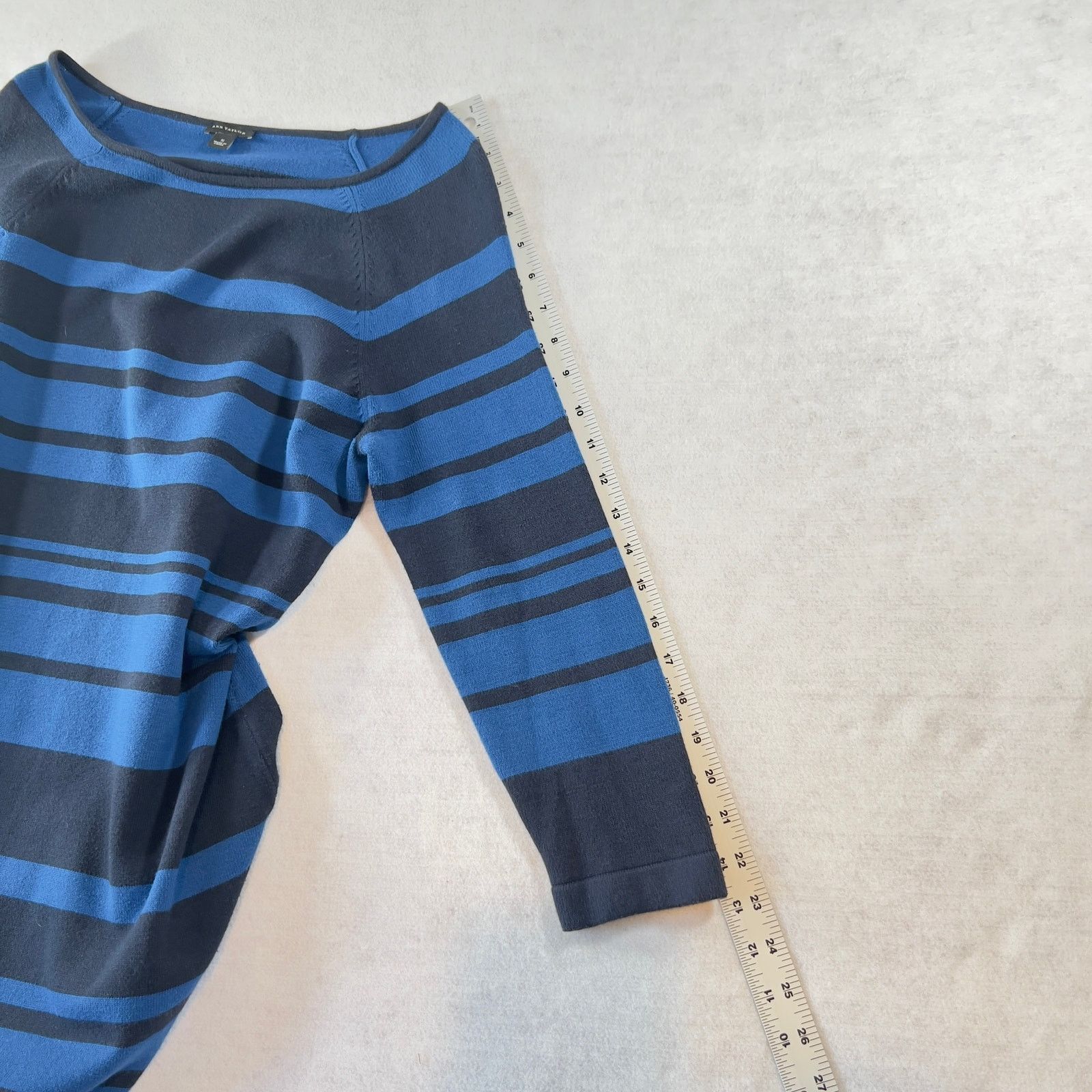 Ann Taylor Ann Taylor Knit Dress Just Above the Knee Blue Stripes Size S / US 4 / IT 40 - 10 Thumbnail