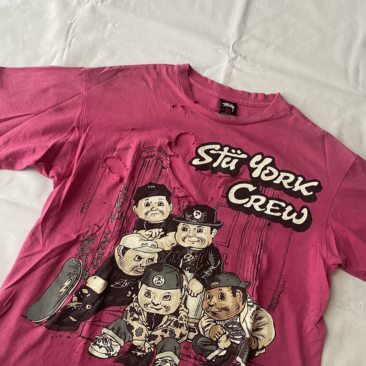 Stussy × Vintage Vintage Stussy x Pound Stu York Crew Distressed Tees Size US M / EU 48-50 / 2 - 5 Thumbnail