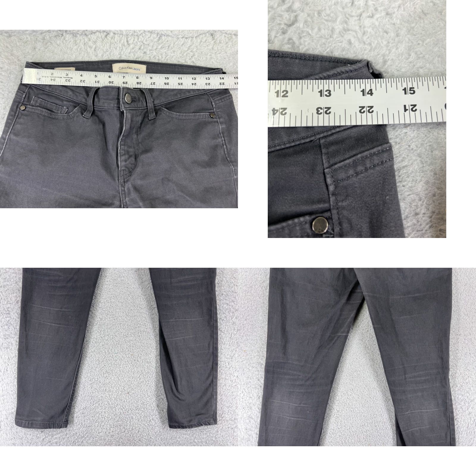 Calvin Klein Calvin Klein Jeans Women 4 Gray Denim Ankle Skinny Stretch Cotton Blend Casual 5-Pocket Zipper Low Rise Mens? Women? No gender. Size 27" / US 4 / IT 40 - 9 Thumbnail