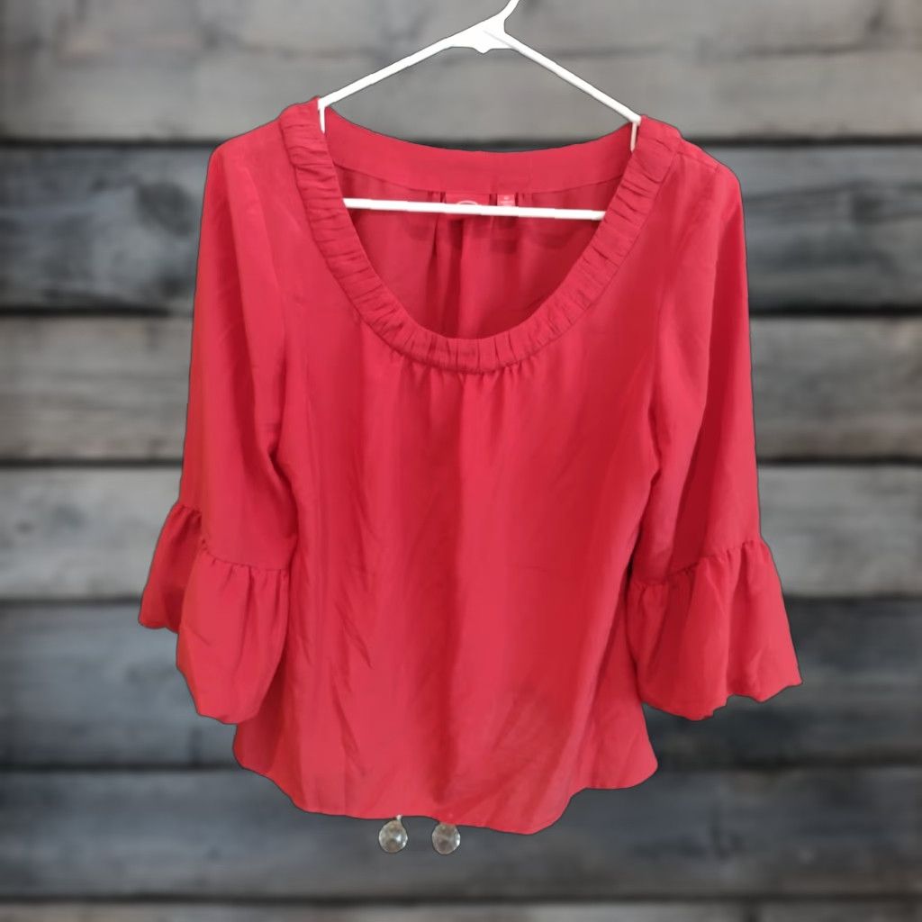 Oscar De La Renta VINTAGE Oscar de la Renta Blouse Shirt Womens Pink Bell Cuffs Size 10 Bell Sleeve 3/4 Sleeve Silky Knit-Soft Cotton Blend JPEG? Size L / US 10 / IT 46 - 1 Thumbnail