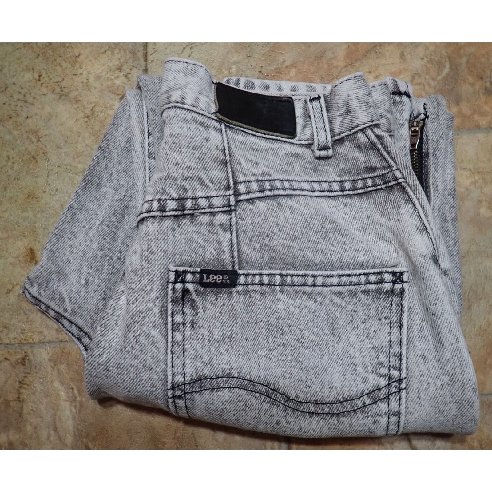 Lee VINTAGE Lee Riders Gray Acid Wash Mom Jeans 10 Womens 27x25 High Waisted 80s Union Made USA Size 32" / US 10 / IT 46 - 3 Thumbnail