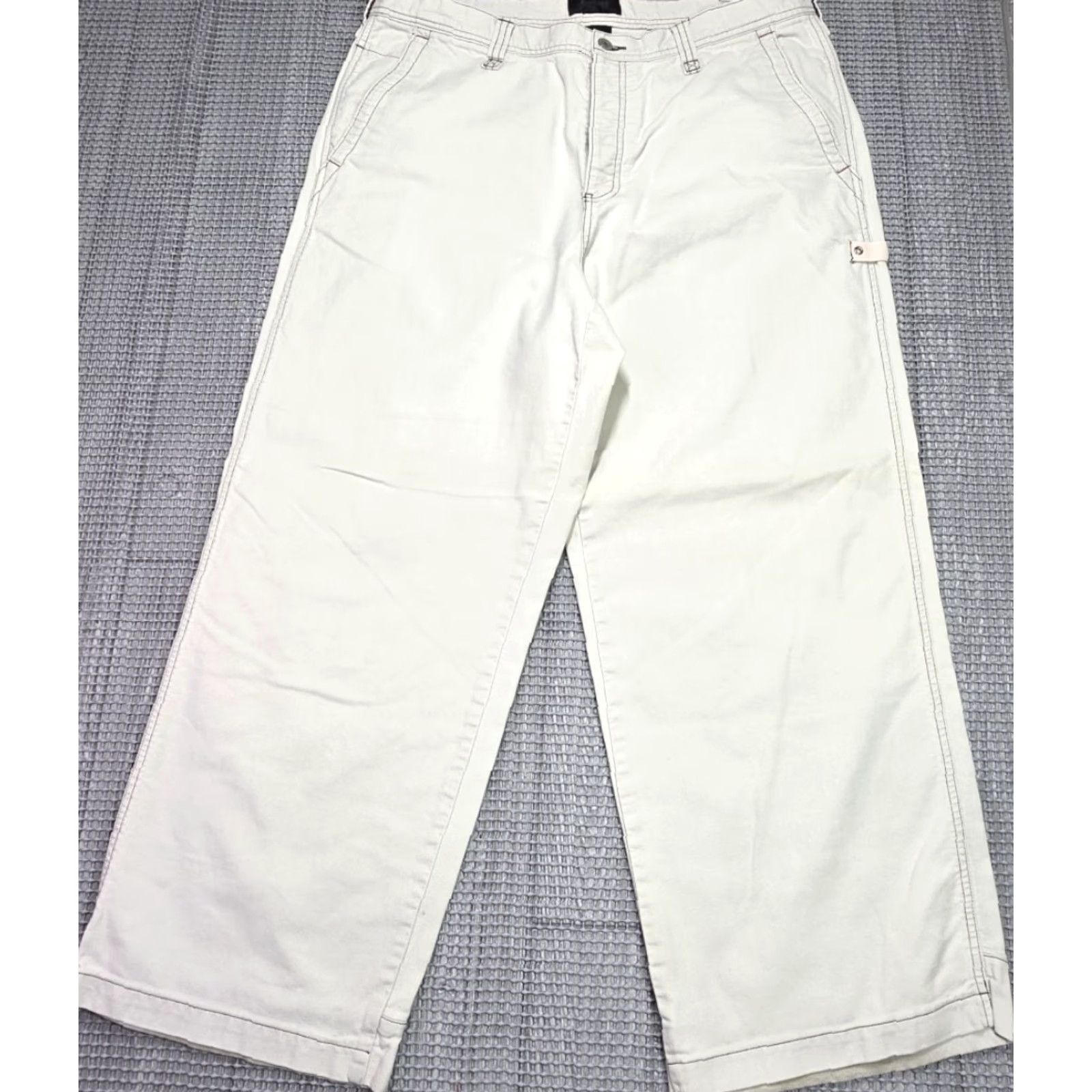 Express VINTAGE Express 38x30 Tan Canvas Cargo Pants Wide-Leg 90s Mens JNCO Express Baggy Carpentry style Cargo Pocket Cotton 38 in Inseam 30 in Size US 38 / EU 54 - 4 Thumbnail