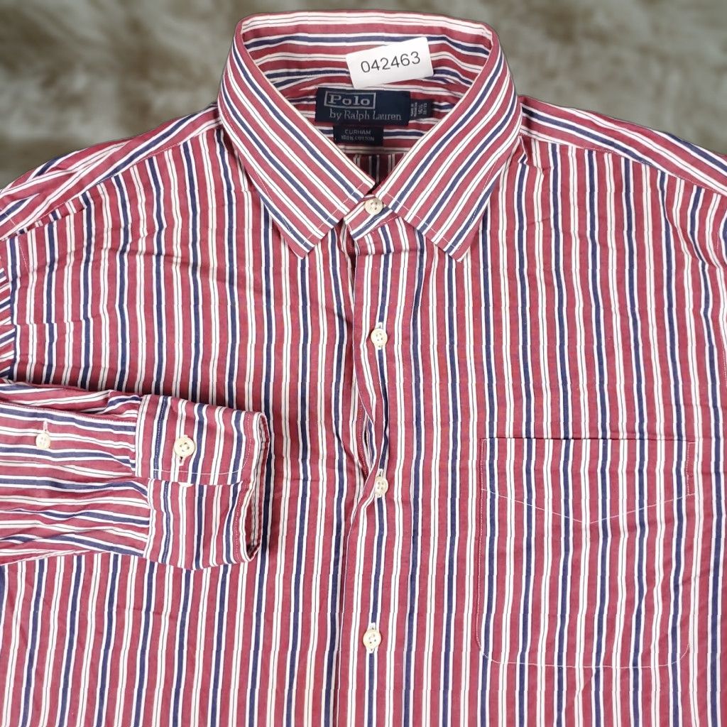 Ralph Lauren Ralph Lauren Dress Shirt Mens 16.5 Red Striped Long Sleeve Button-Down Size 42R - 1 Thumbnail